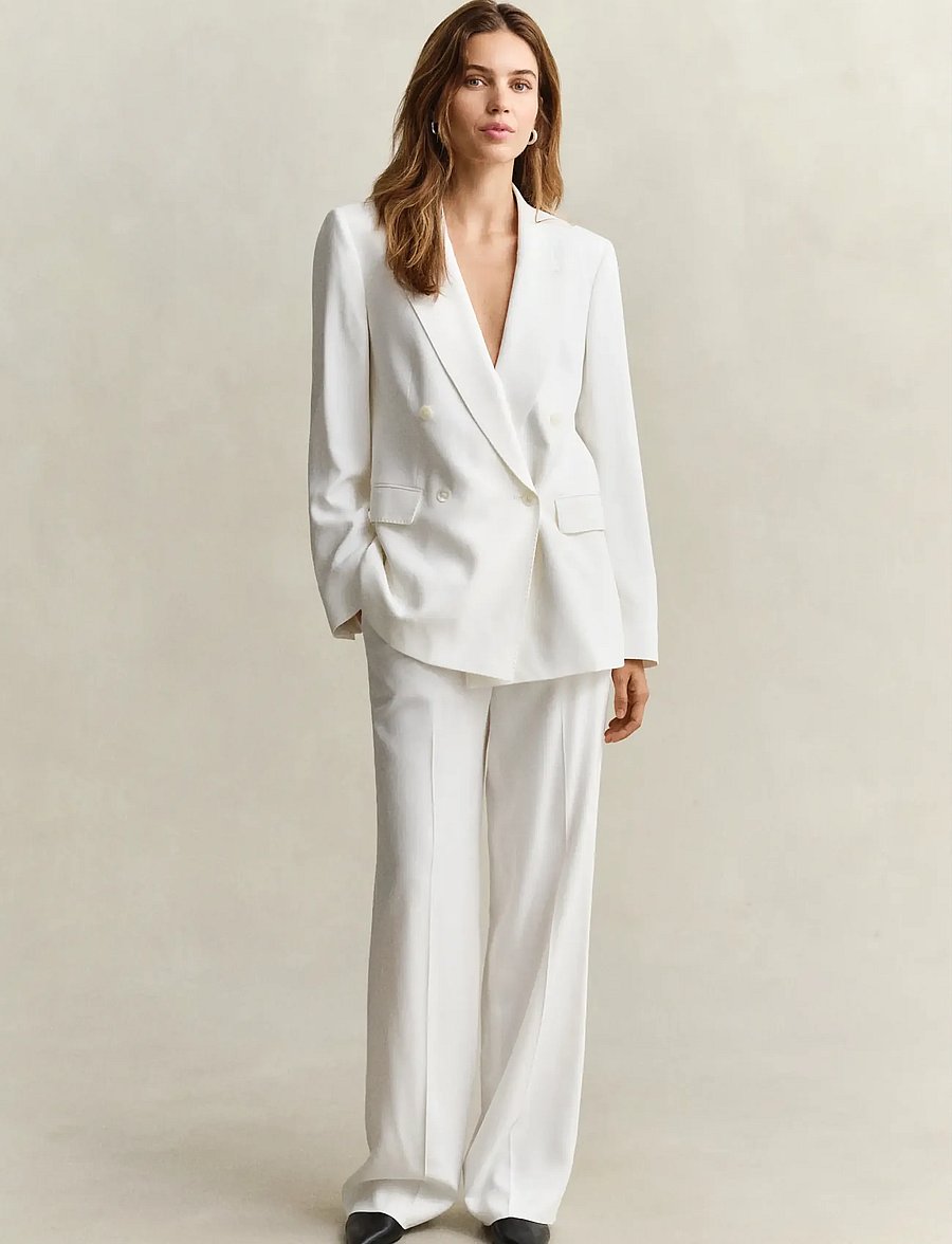 Gant - TAILORED FLUID CREPE PANTS - tailored trousers - white - 4