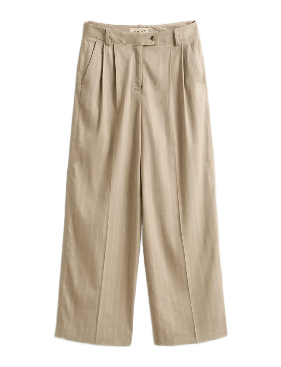 Gant - PINSTRIPE LINEN BLEND PANTS - pantalons habillés - oat beige - 1