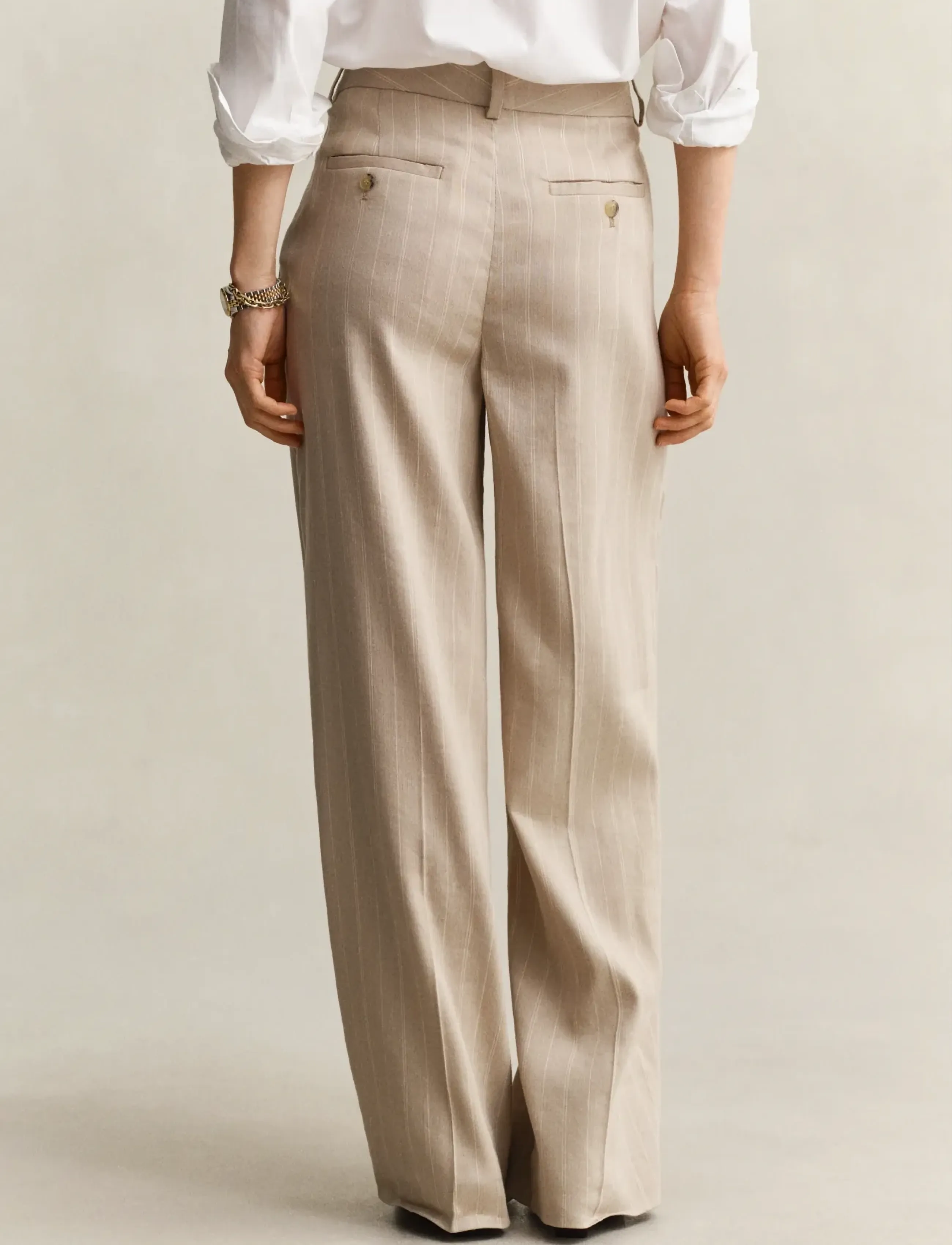 Gant Pinstripe Linen Blend Pants linnebyxor dam – bild 2