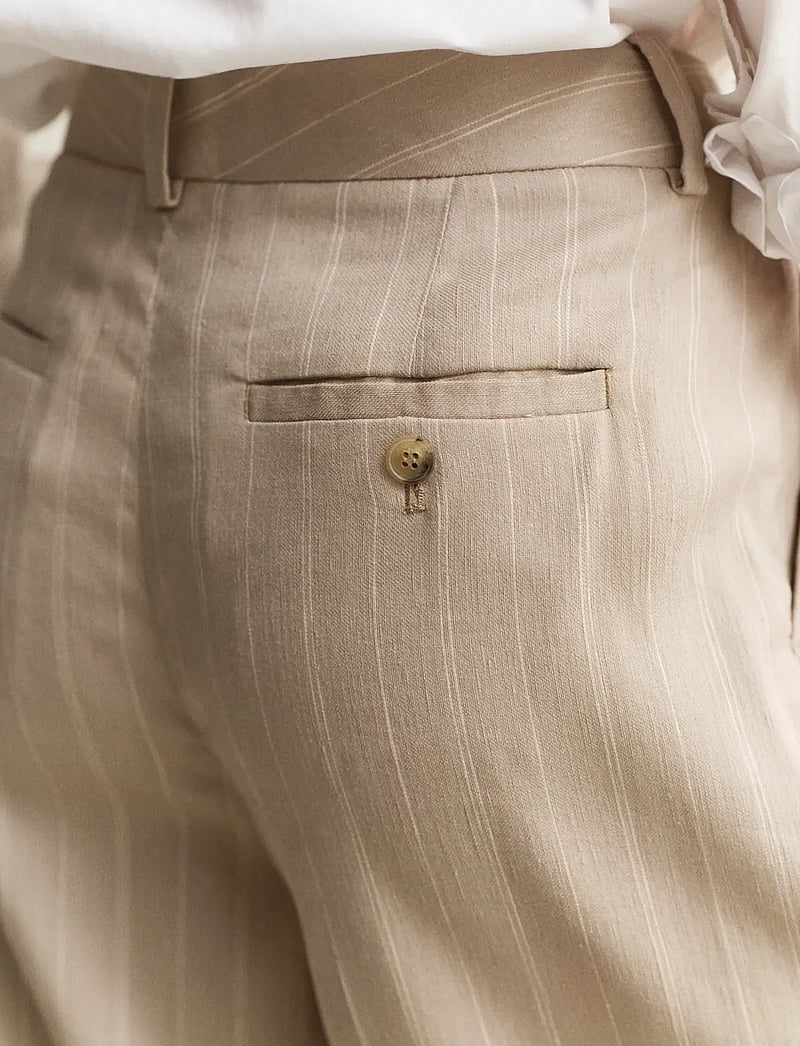 GANT - PINSTRIPE LINEN BLEND PANTS - kostymbyxor - oat beige - 3