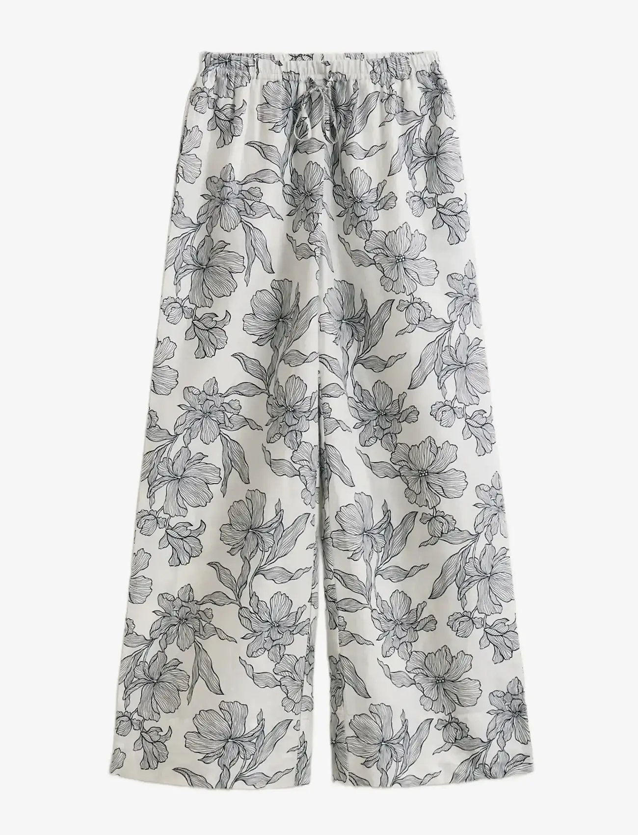 Gant - FLORAL PRINT LINEN PULL ON PANTS - hørbukser - evening blue - 1