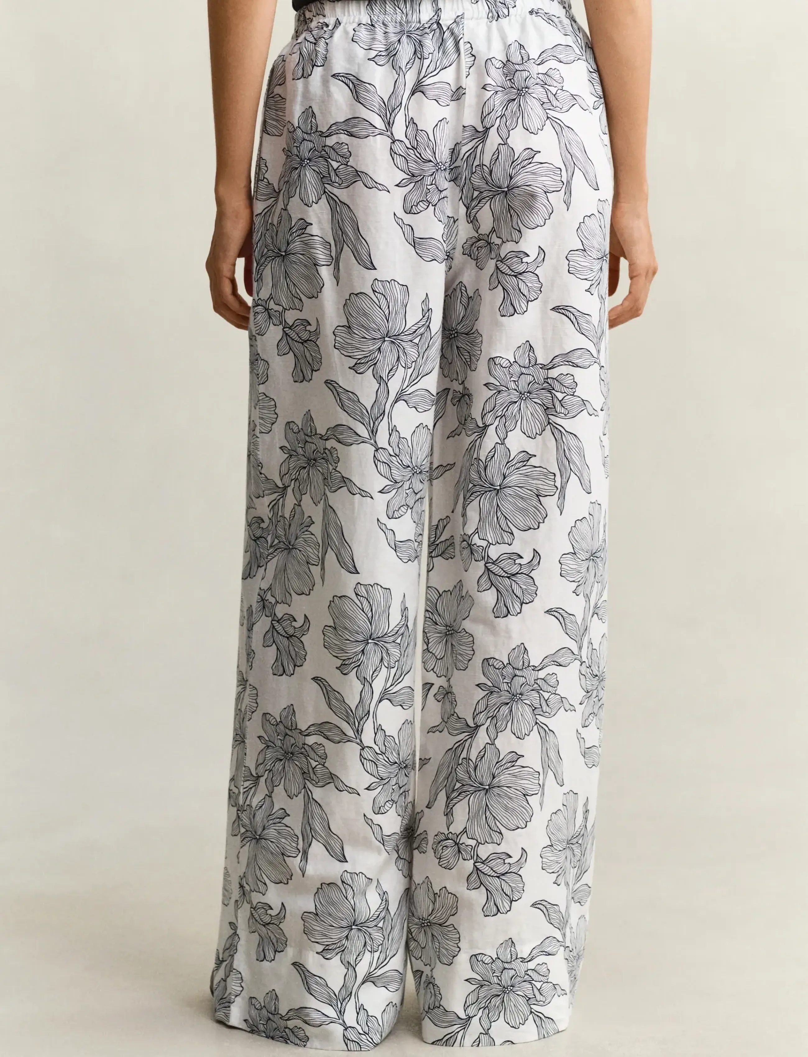 Gant - FLORAL PRINT LINEN PULL ON PANTS - leinenhosen - evening blue - 2