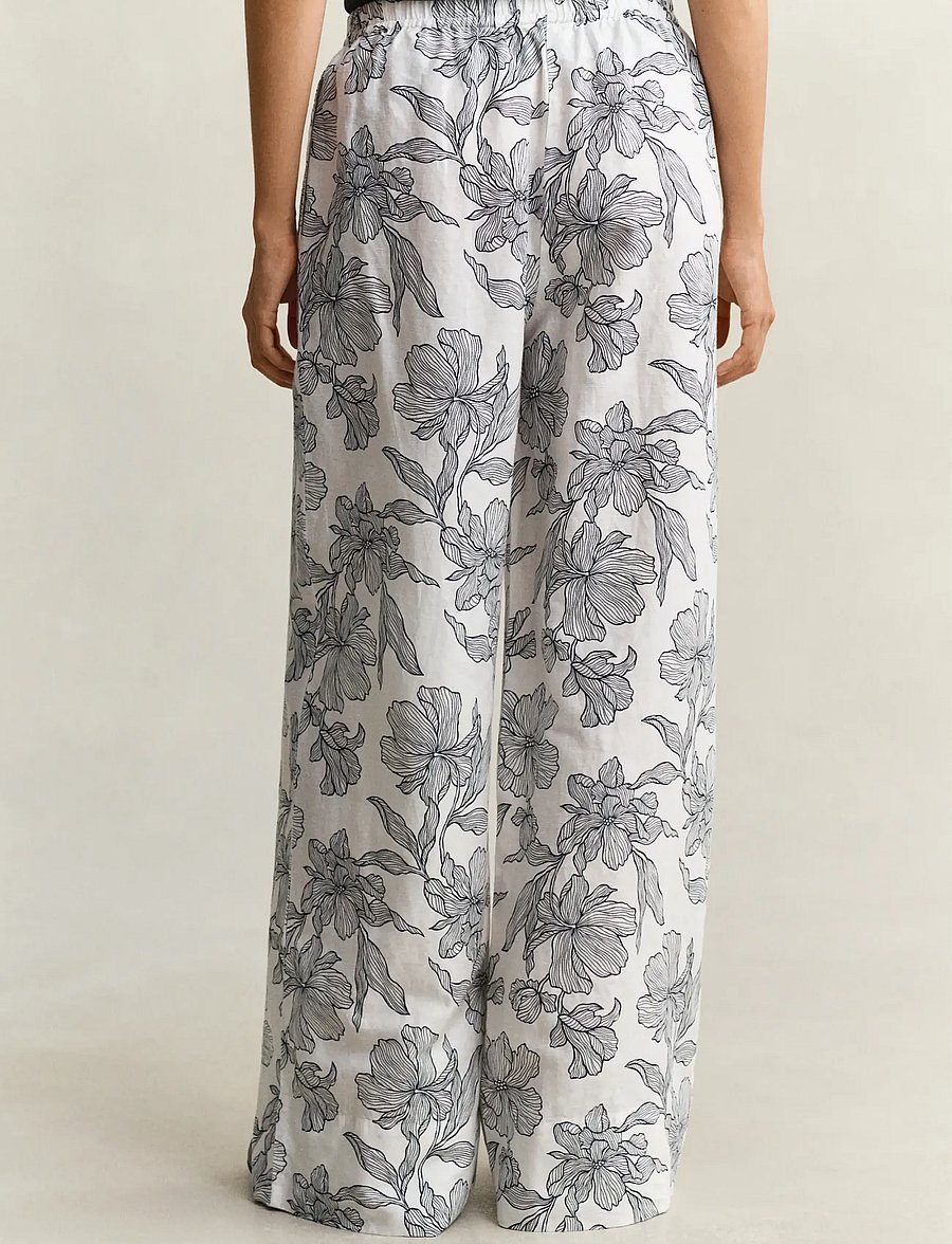 Gant - FLORAL PRINT LINEN PULL ON PANTS - leinenhosen - evening blue - 2