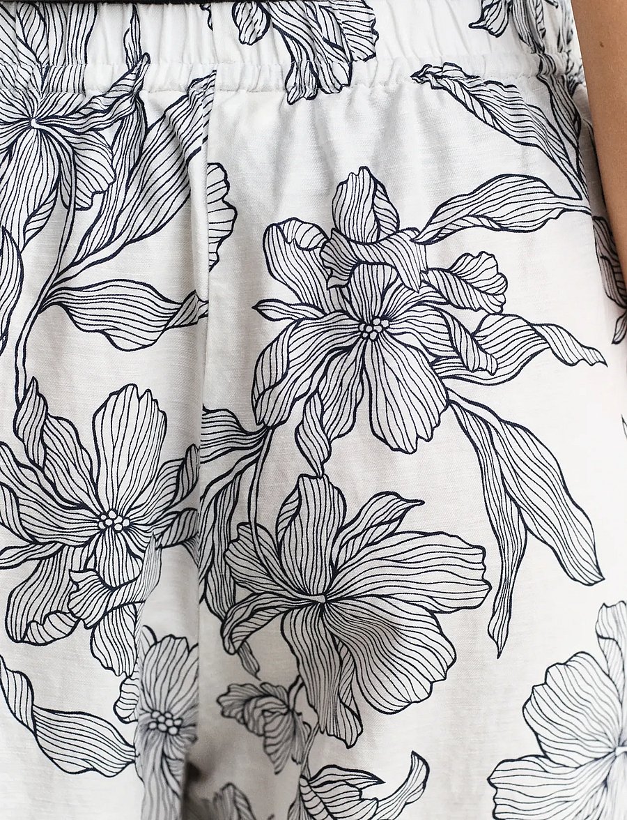 Gant - FLORAL PRINT LINEN PULL ON PANTS - leinenhosen - evening blue - 3