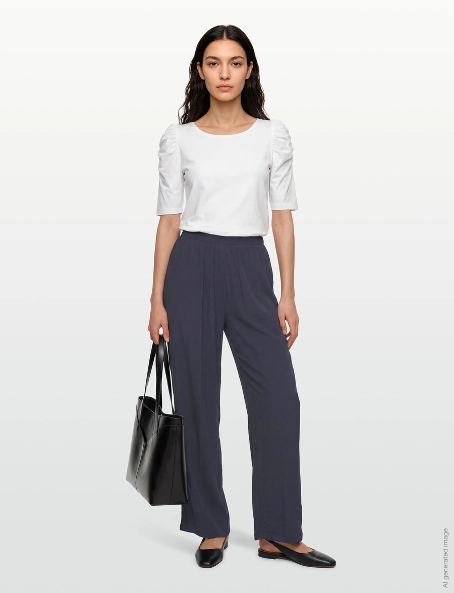 Gant - FLUID CRINKLE PULL ON PANTS - sirged püksid - evening blue - 0