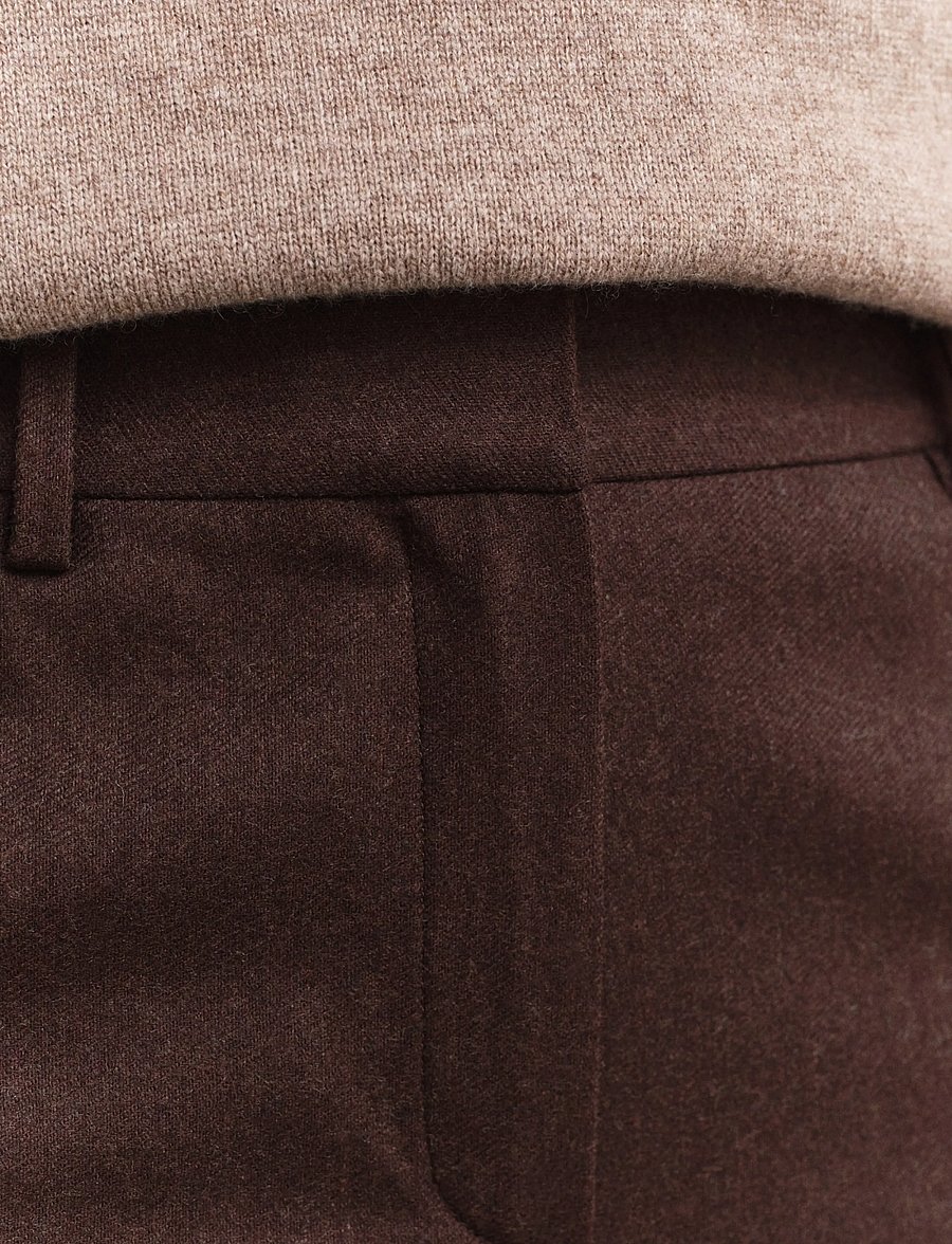 Gant - TAILORED SLIM FLARE FLANNEL PANTS - utsvängda byxor - deep brown - 5