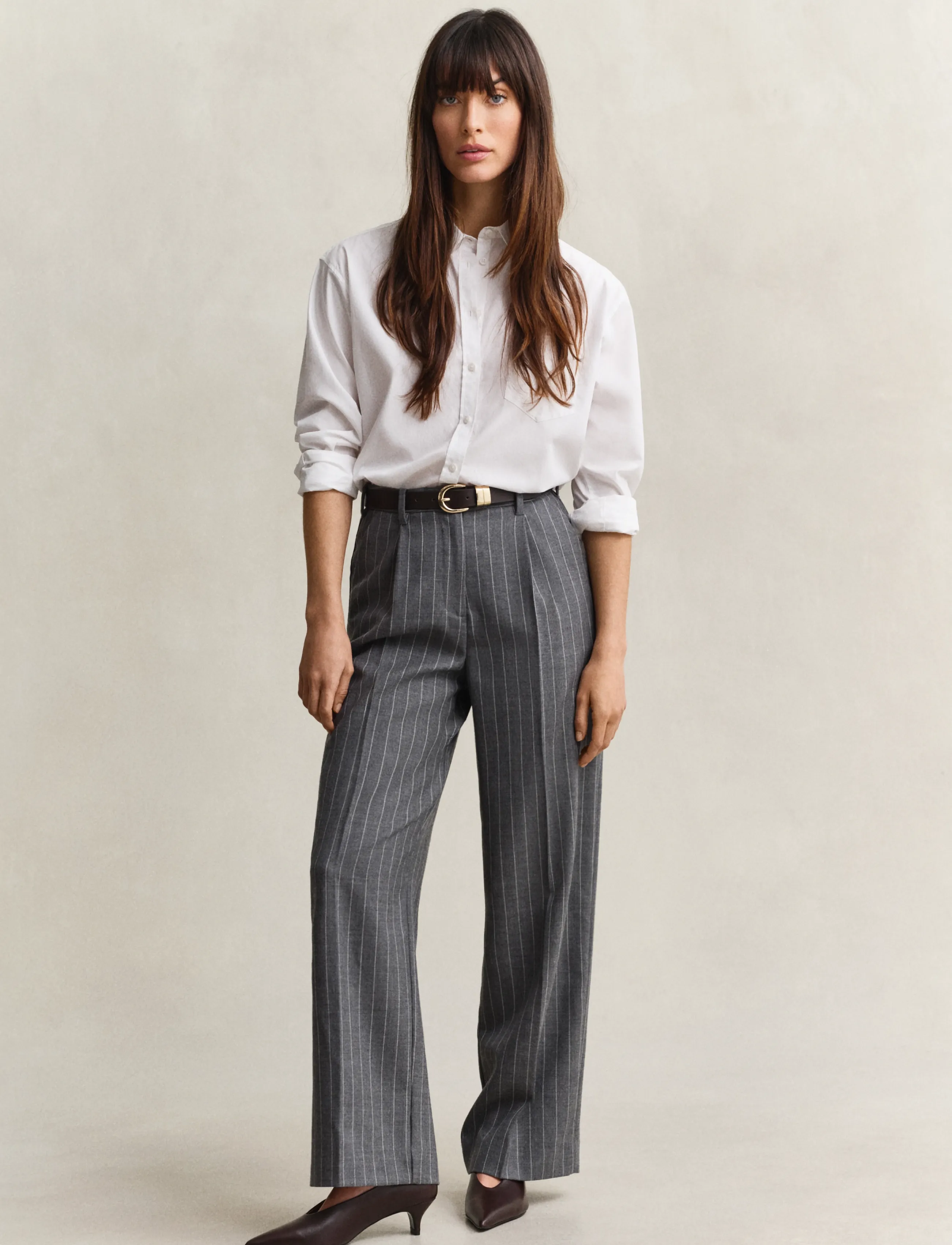 Gant Tailored Pinstripe Wool Pants, 34, Trousers, Grau - Suitpants, Frauen