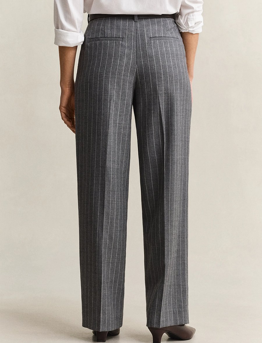 Gant - TAILORED PINSTRIPE WOOL PANTS - pidulikud püksid - charcoal melange - 2