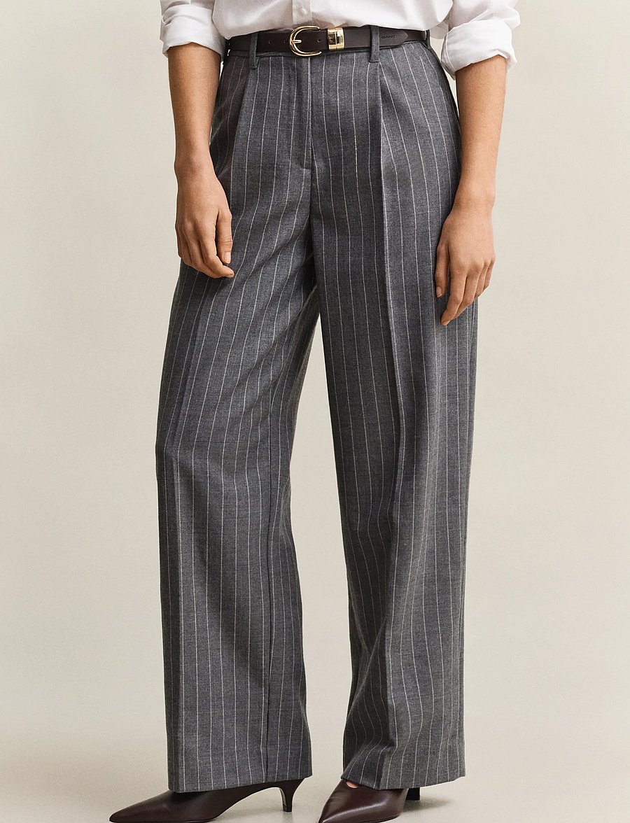 Gant - TAILORED PINSTRIPE WOOL PANTS - pidulikud püksid - charcoal melange - 3