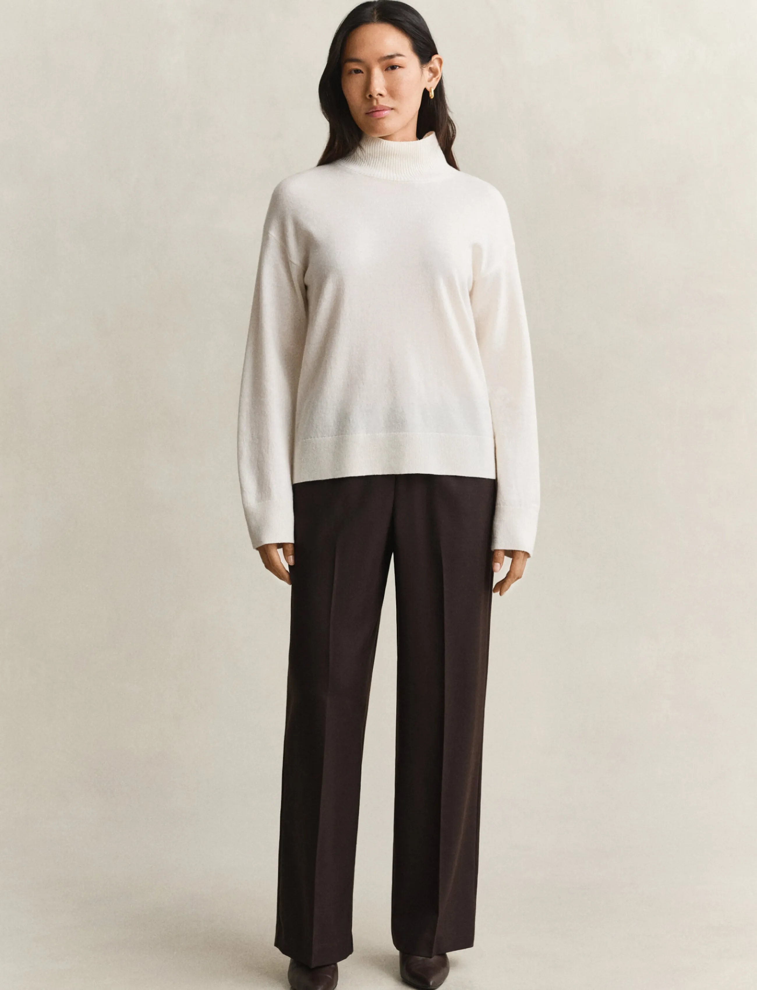 Gant - WOOL BLEND PULL ON PANTS - straight leg trousers - deep brown - 1