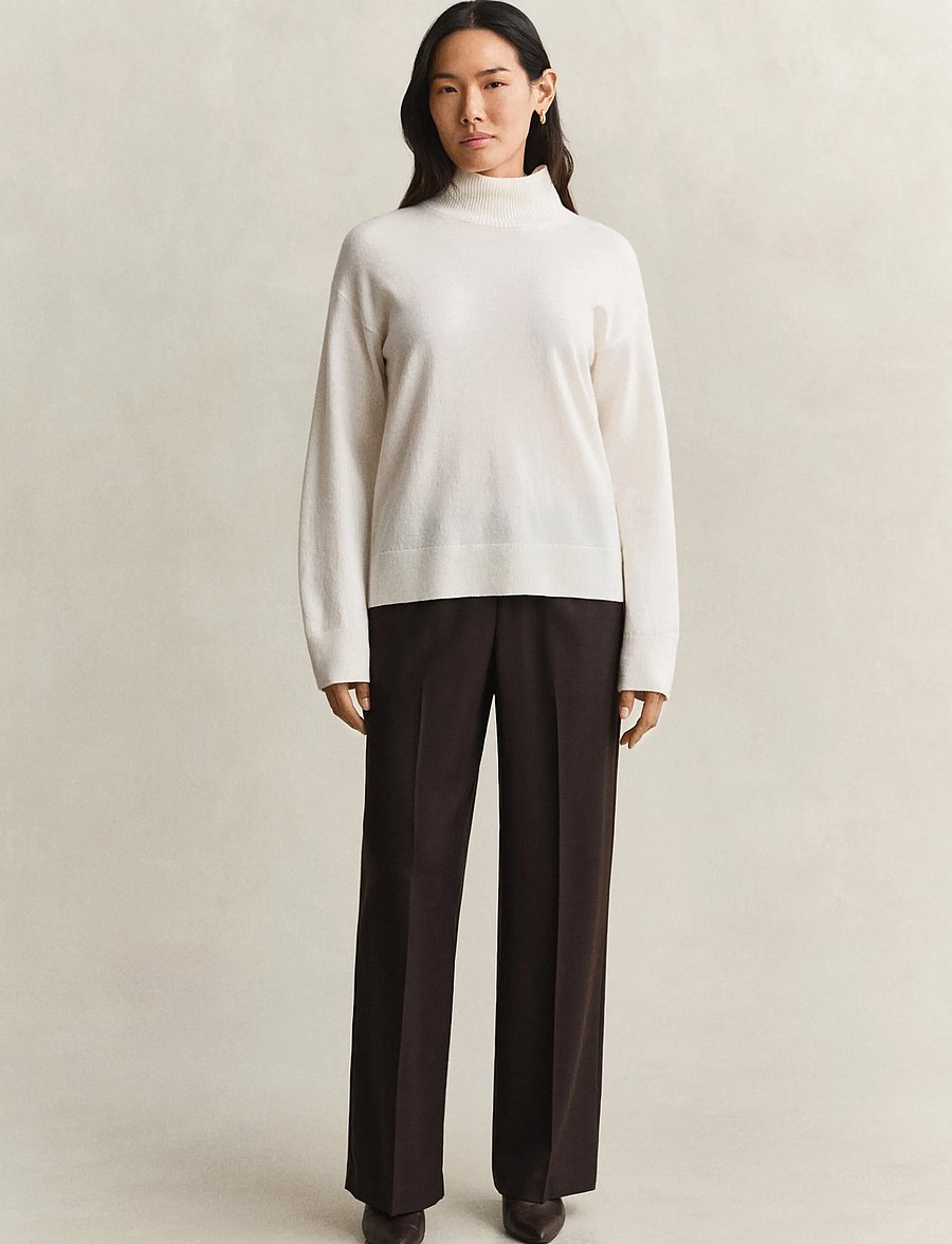 Gant - WOOL BLEND PULL ON PANTS - hose mit geradem bein - deep brown - 1