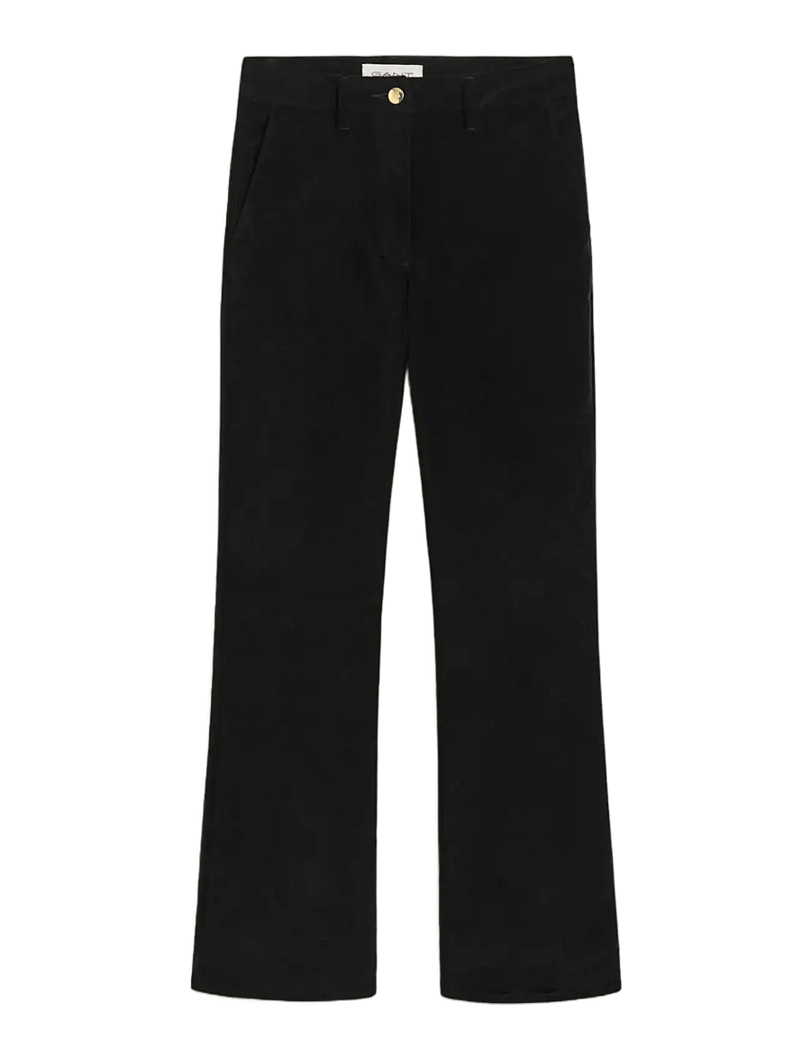 Gant - SLIM FLARE VELVET PANTS - utsvängda byxor - black - 0