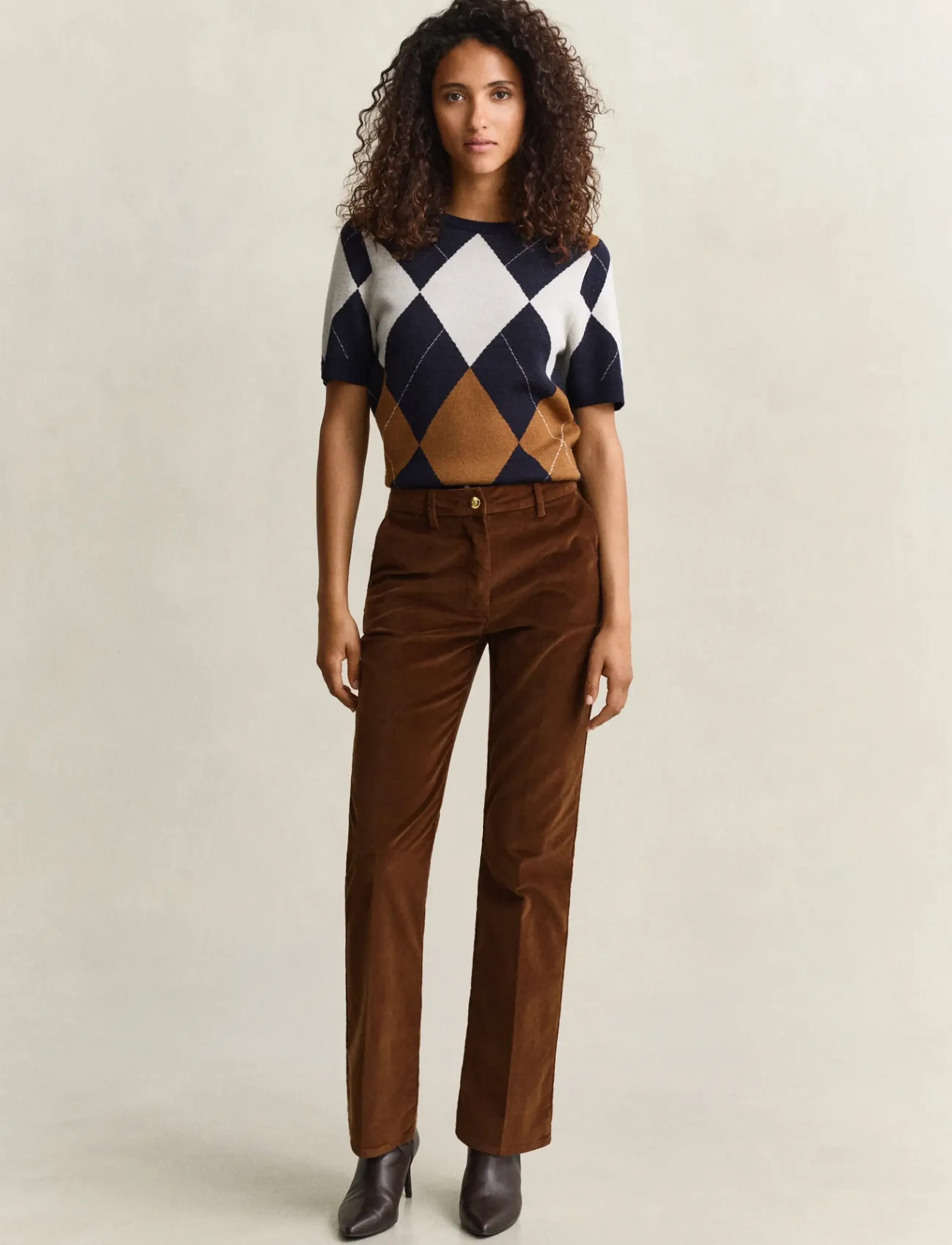 Gant - SLIM FLARE VELVET PANTS - alt laiad püksid - mahogany brown - 1