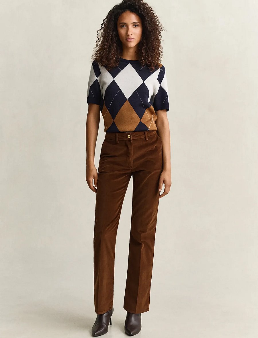 Gant - SLIM FLARE VELVET PANTS - alt laiad püksid - mahogany brown - 1