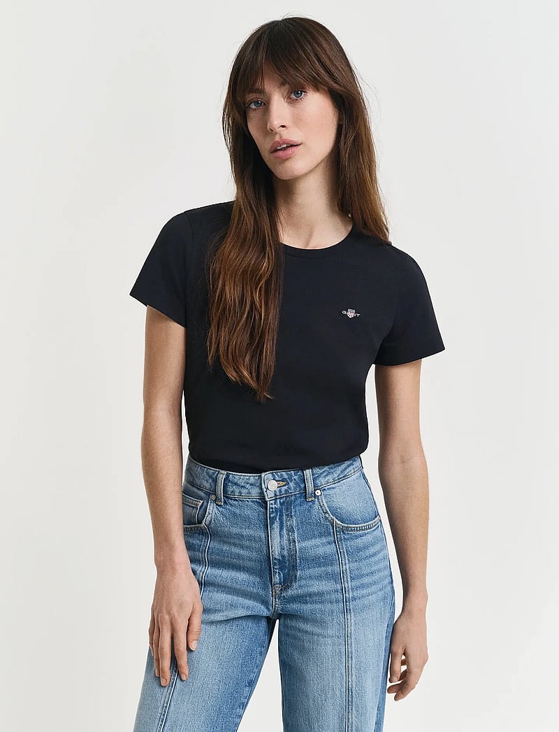 GANT - REG SHIELD SS T-SHIRT - t-shirts - black - 0