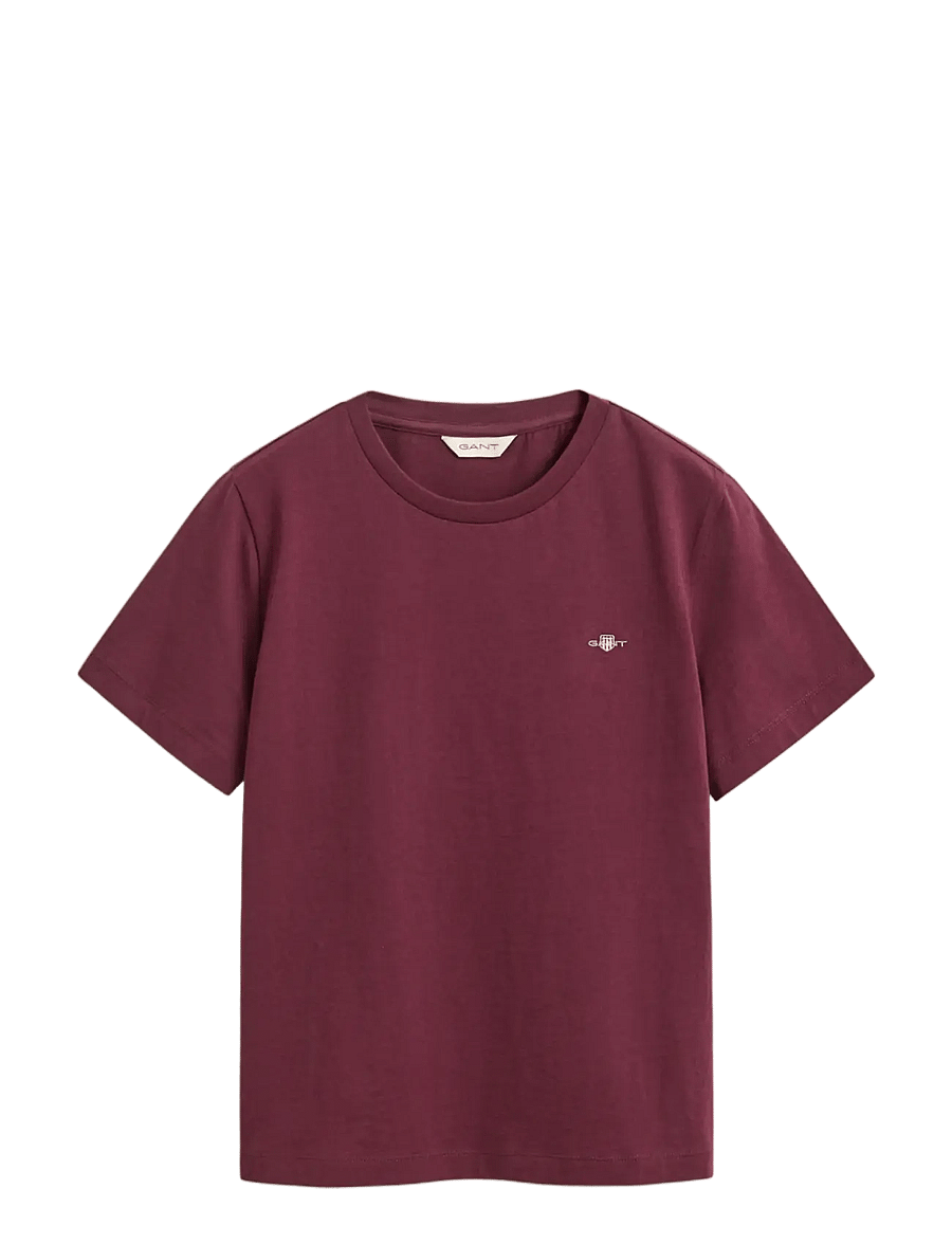 Gant - REG SHIELD SS T-SHIRT - t-shirts - darkened wine - 0