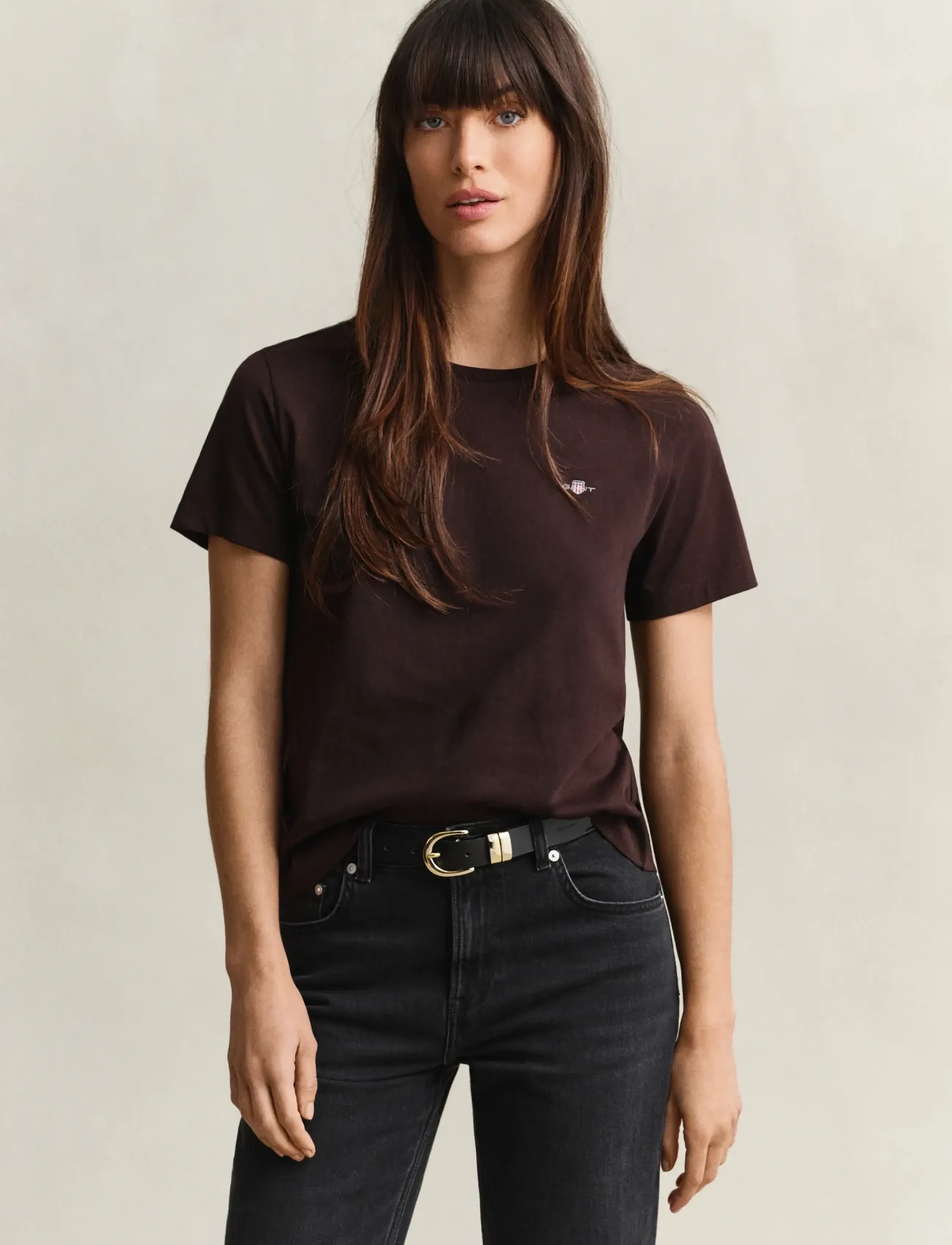 Gant REG SHIELD SS T-SHIRT - T-shirts - DEEP BROWN / brown