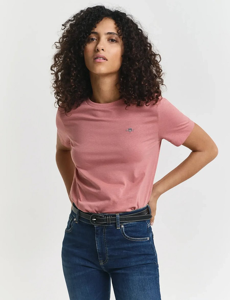 Gant - REG SHIELD SS T-SHIRT - t-shirts - faded brick - 0