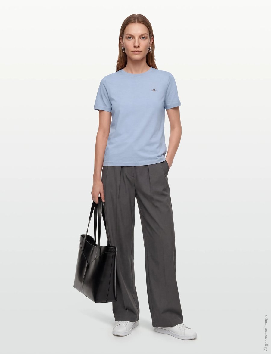 Gant - REG SHIELD SS T-SHIRT - t-shirts - fresh blue - 0
