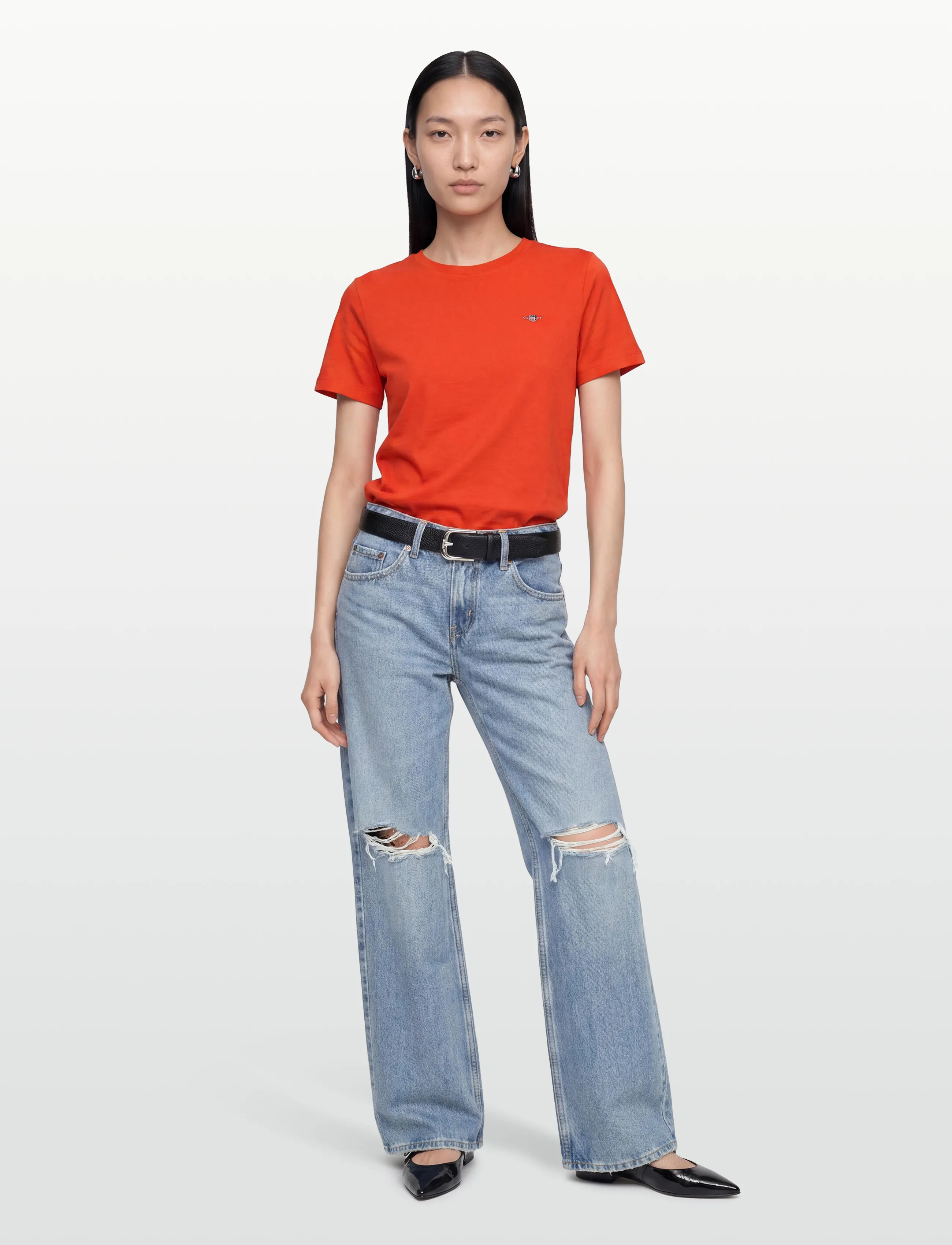 Gant Reg Shield Ss T-Shirt, S, Red, T-Shirts & Toppe > Kortærmede, Dame