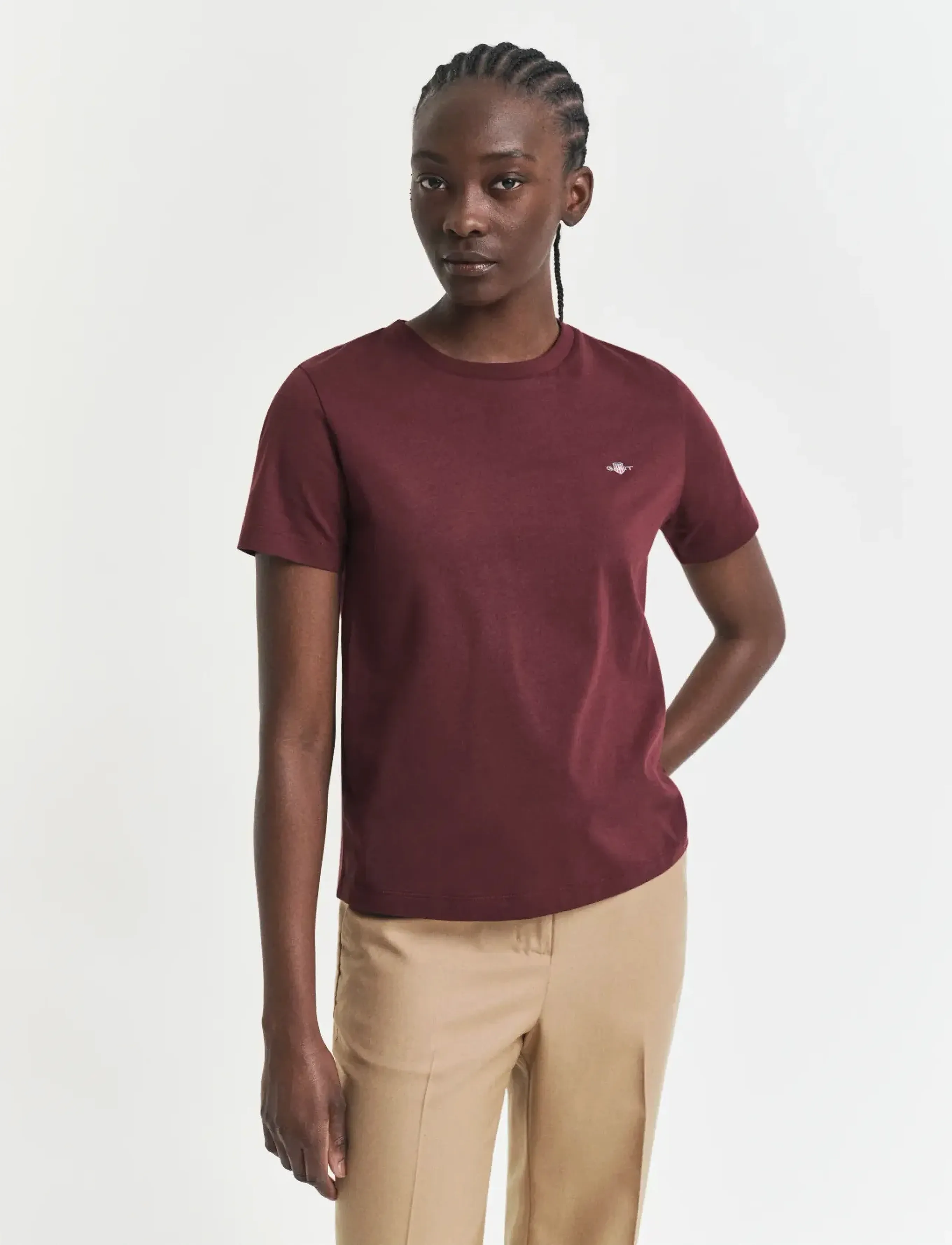 GANT REG SHIELD SS T-SHIRT - T-shirts - PLUM WINE / multi