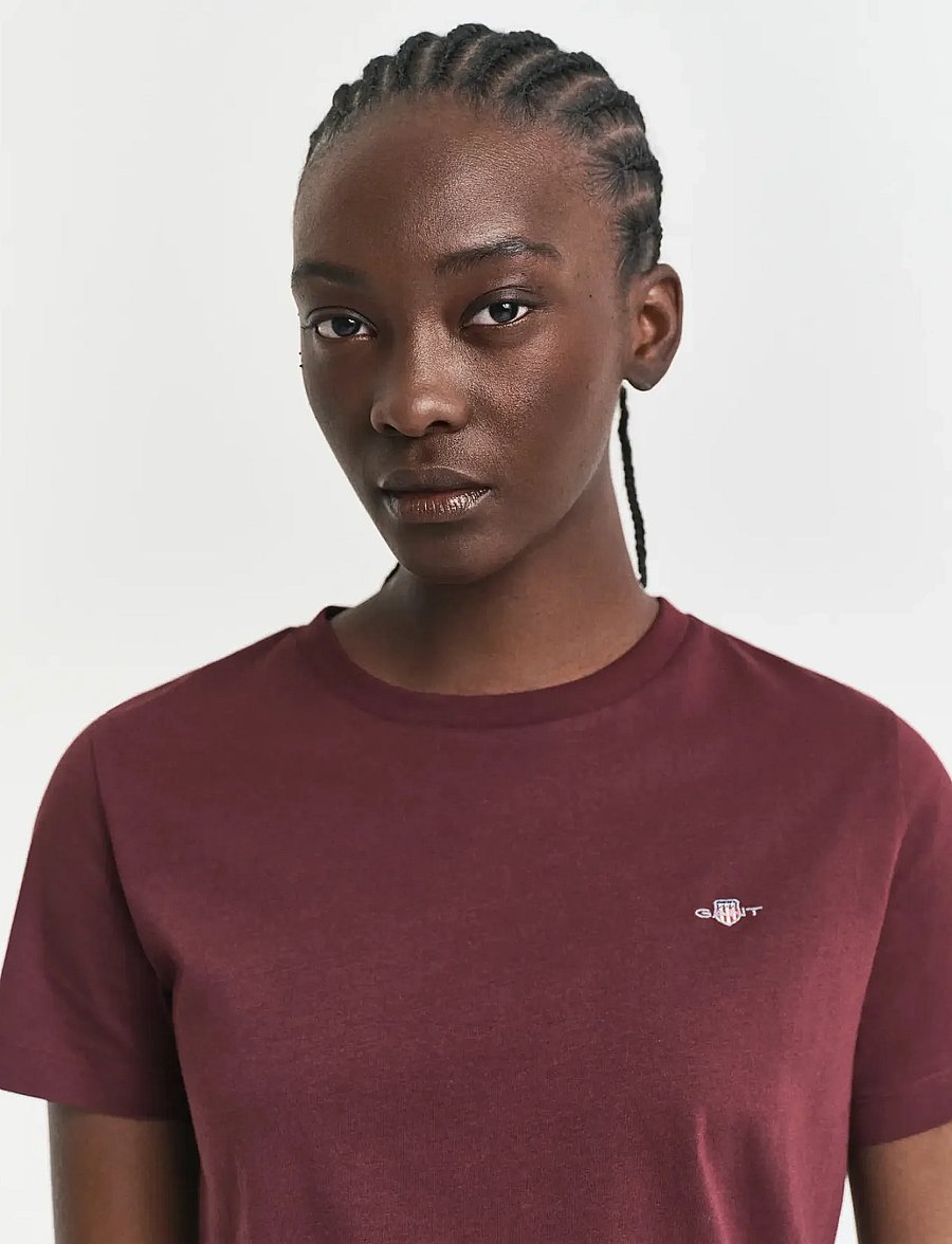 Gant - REG SHIELD SS T-SHIRT - t-paidat - plum wine - 3