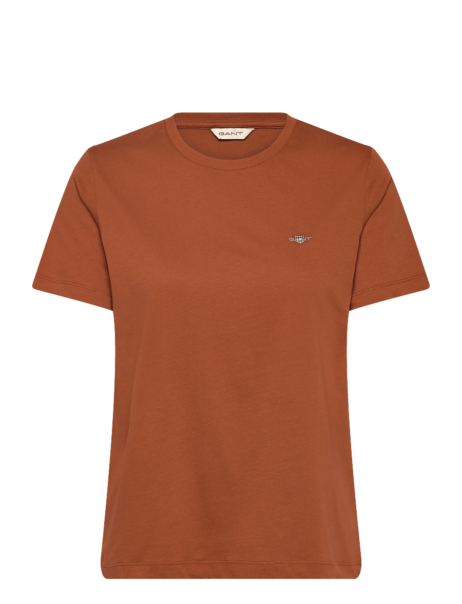 Gant - REG SHIELD SS T-SHIRT - t-shirts - rusty brown - 0