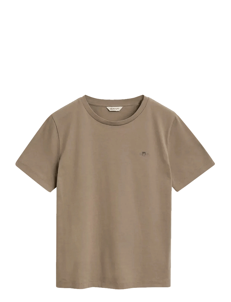 GANT - REG SHIELD SS T-SHIRT - t-shirts - taupe beige - 1