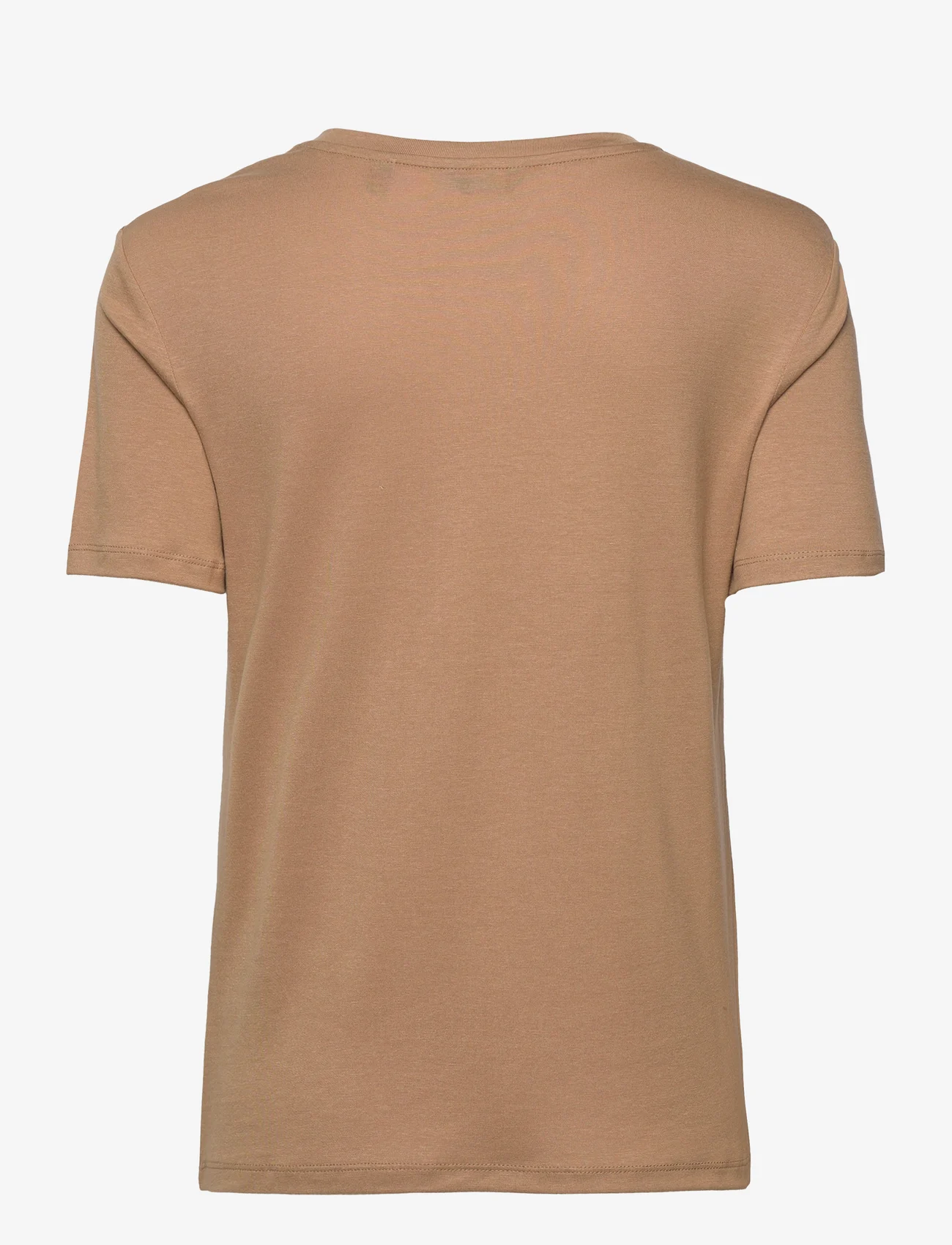 GANT - REL DRAPED SS T-SHIRT - t-shirts & tops - warm khaki - 1