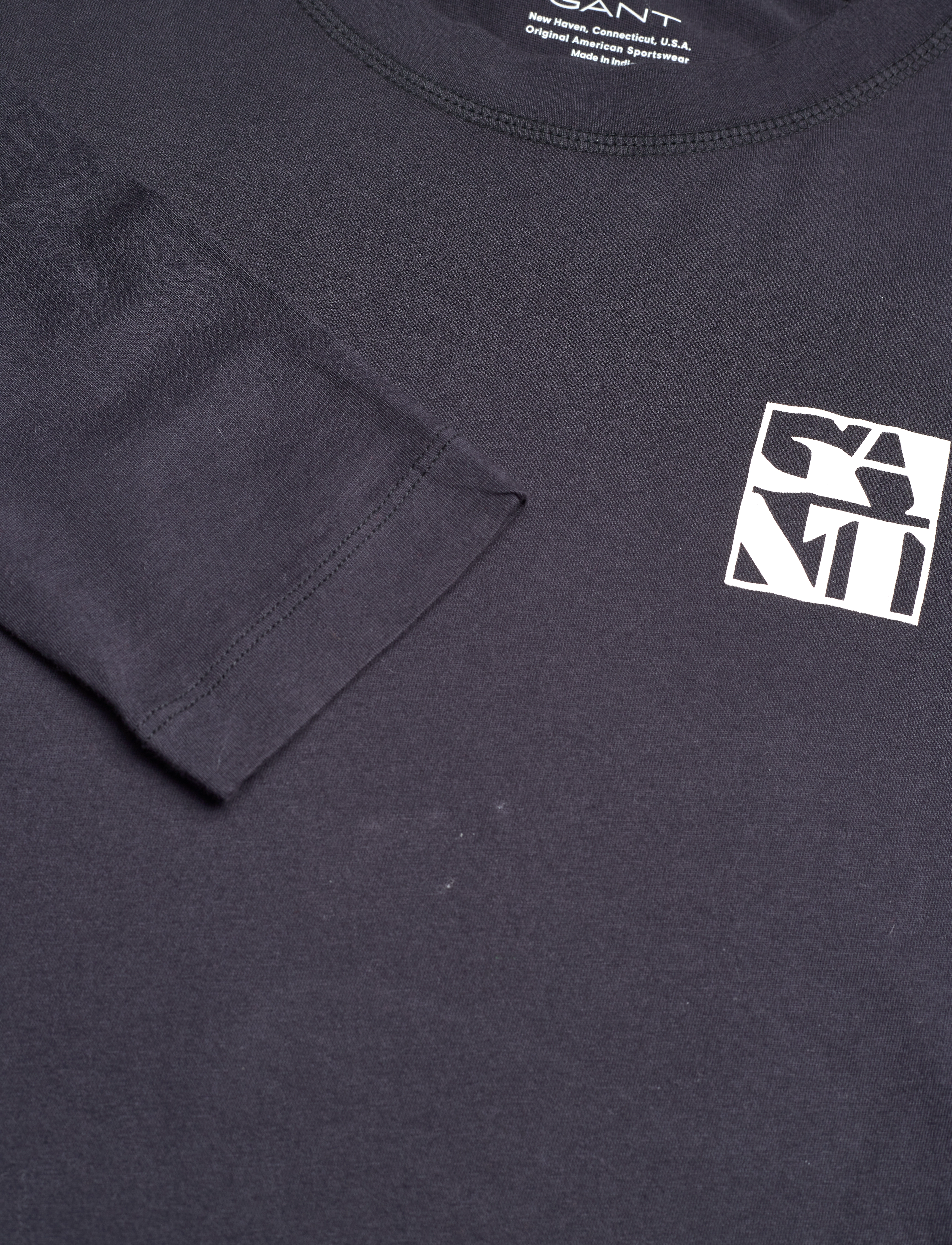 GANT - D1. QUADRAT LOGO LS T-SHIRT - ebony black - 2