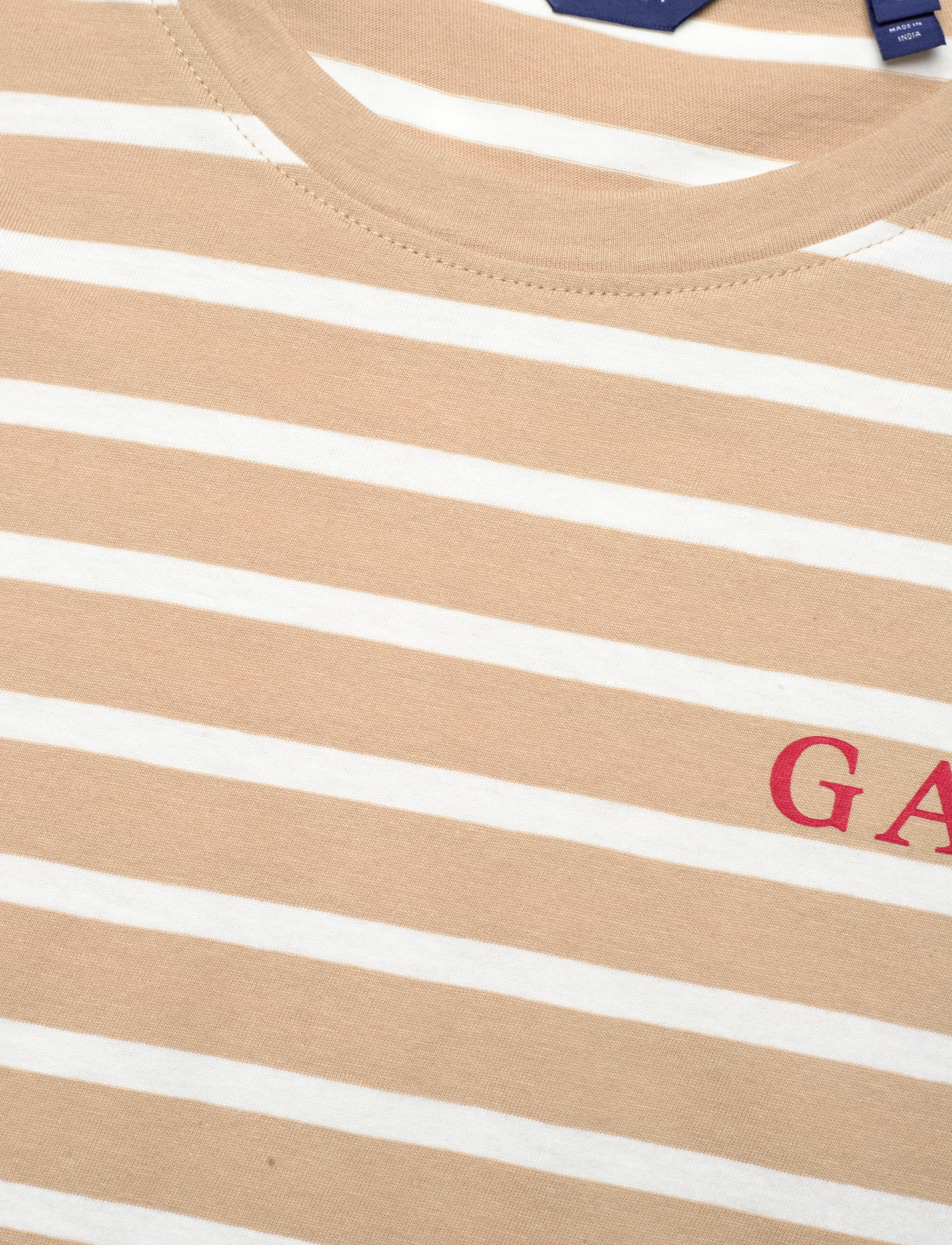 GANT - LOGO STRIPED SS T-SHIRT - dark khaki - 2