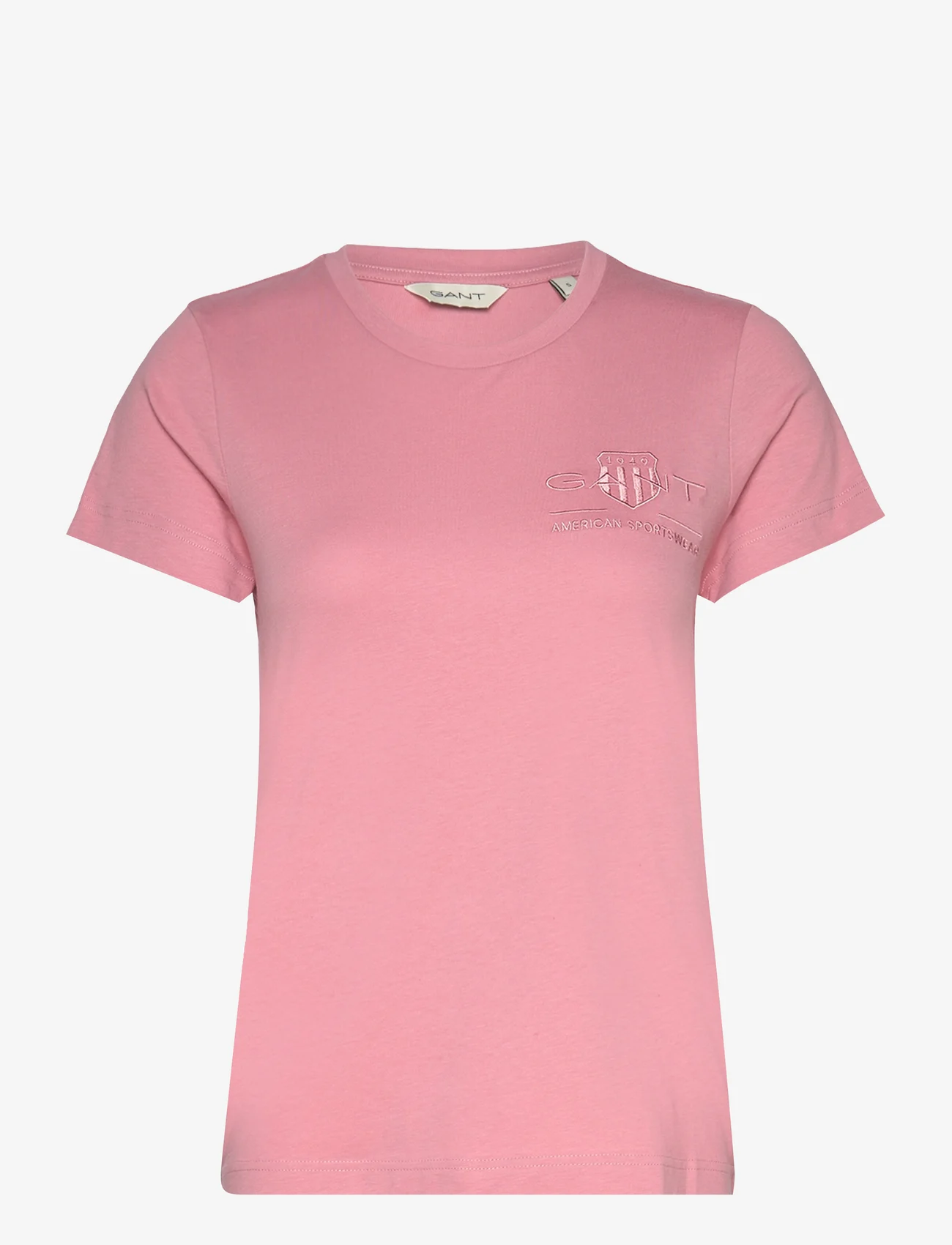 GANT - REG TONAL SHIELD SS T-SHIRT - t-shirts - california pink melange - 0