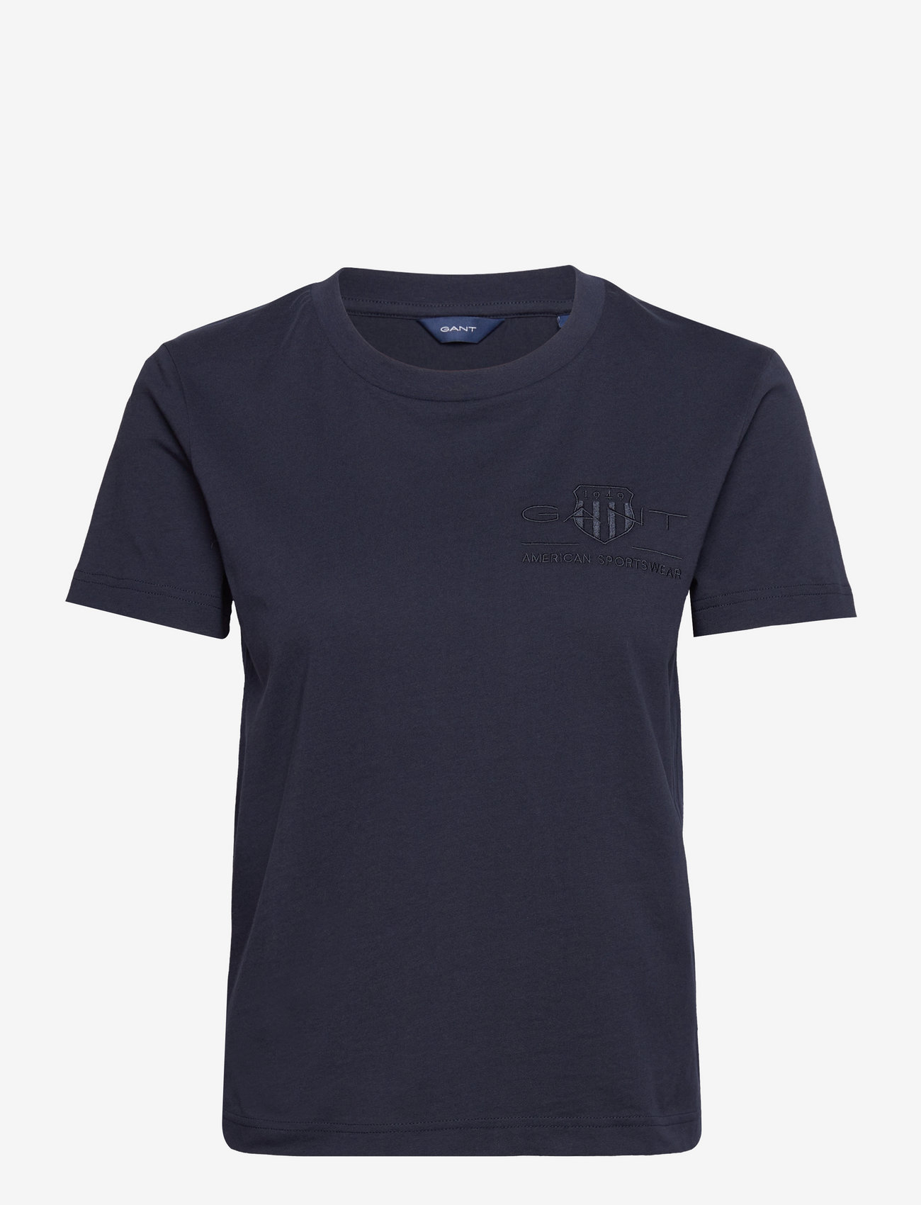 GANT - REG TONAL SHIELD SS T-SHIRT - t-shirts - evening blue - 1