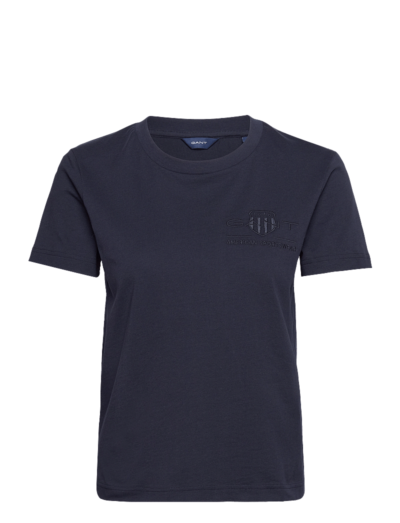 GANT - REG TONAL SHIELD SS T-SHIRT - t-shirts - evening blue - 1