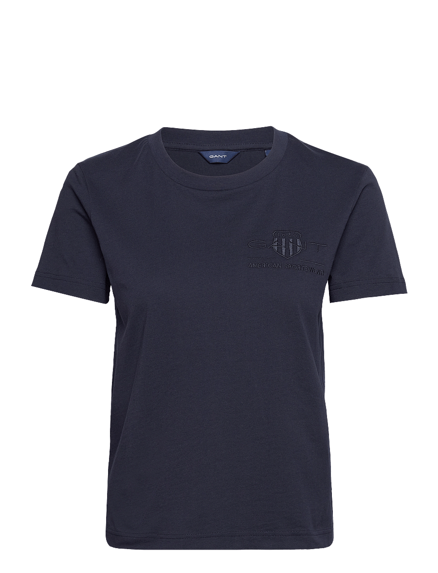 Gant - REG TONAL SHIELD SS T-SHIRT - t-shirts - evening blue - 1