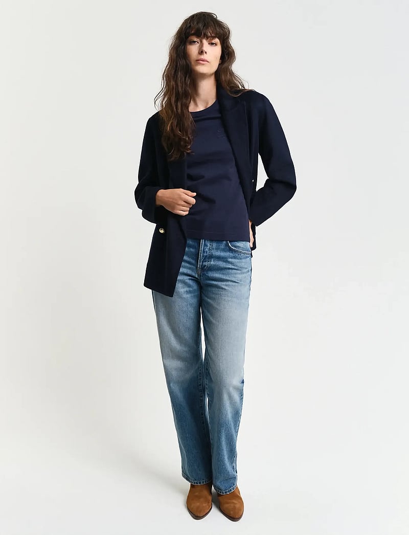 GANT - REG TONAL SHIELD SS T-SHIRT - t-shirts - evening blue - 5