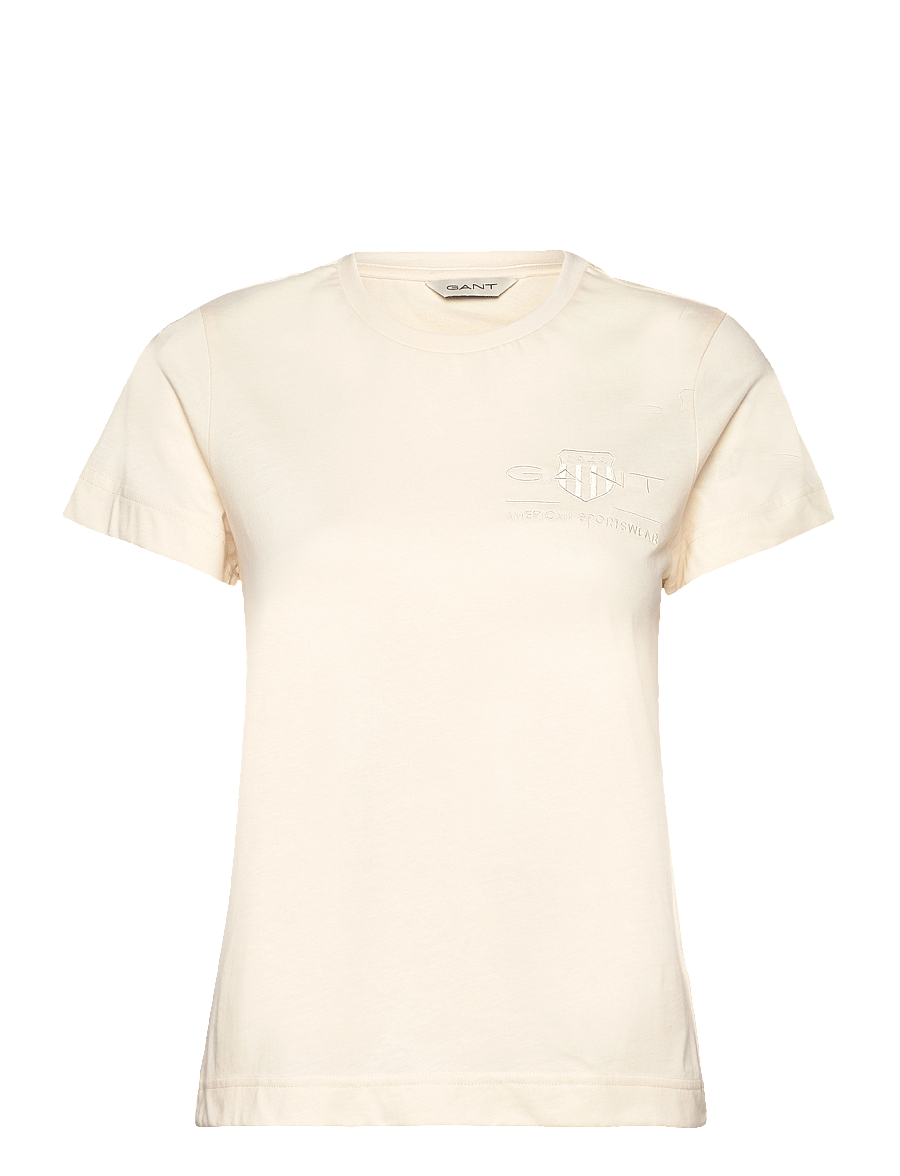 Gant - REG TONAL SHIELD SS T-SHIRT - t-shirts - linen - 1