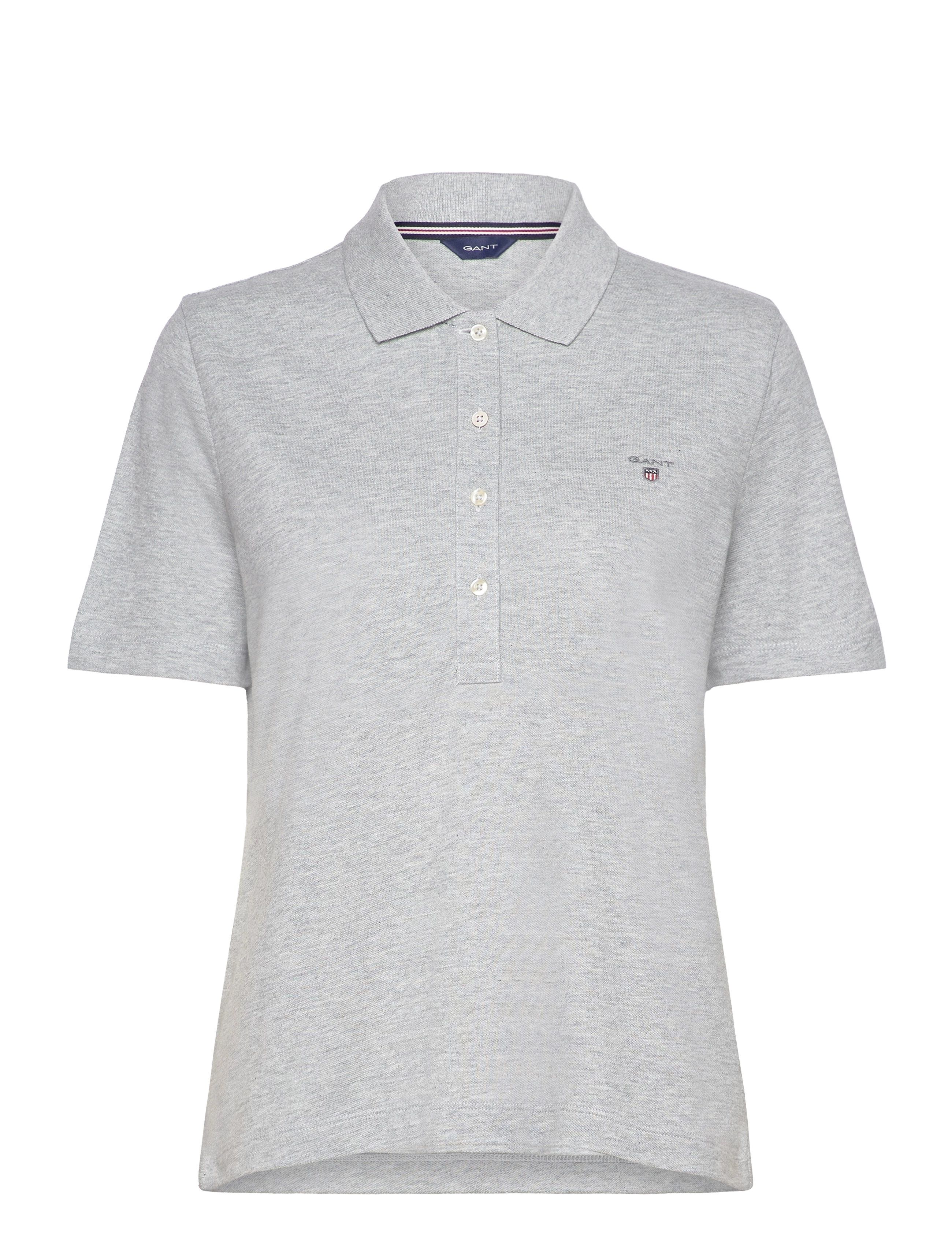 EMB ORIGINAL SHIELD PIQUE POLO - GREY MELANGE
