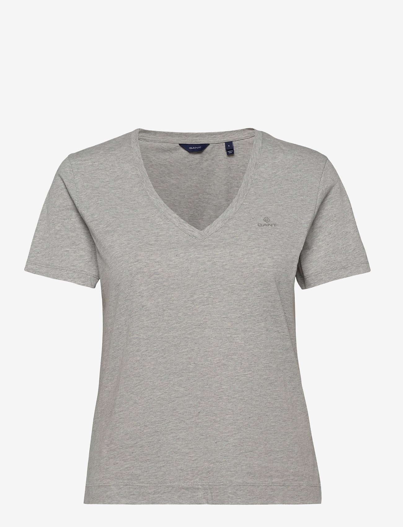 GANT - ORIGINAL V-NECK SS T-SHIRT - t-shirts - light grey melange - 0