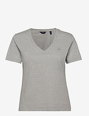 GANT - ORIGINAL V-NECK SS T-SHIRT - t-shirts - light grey melange - 0