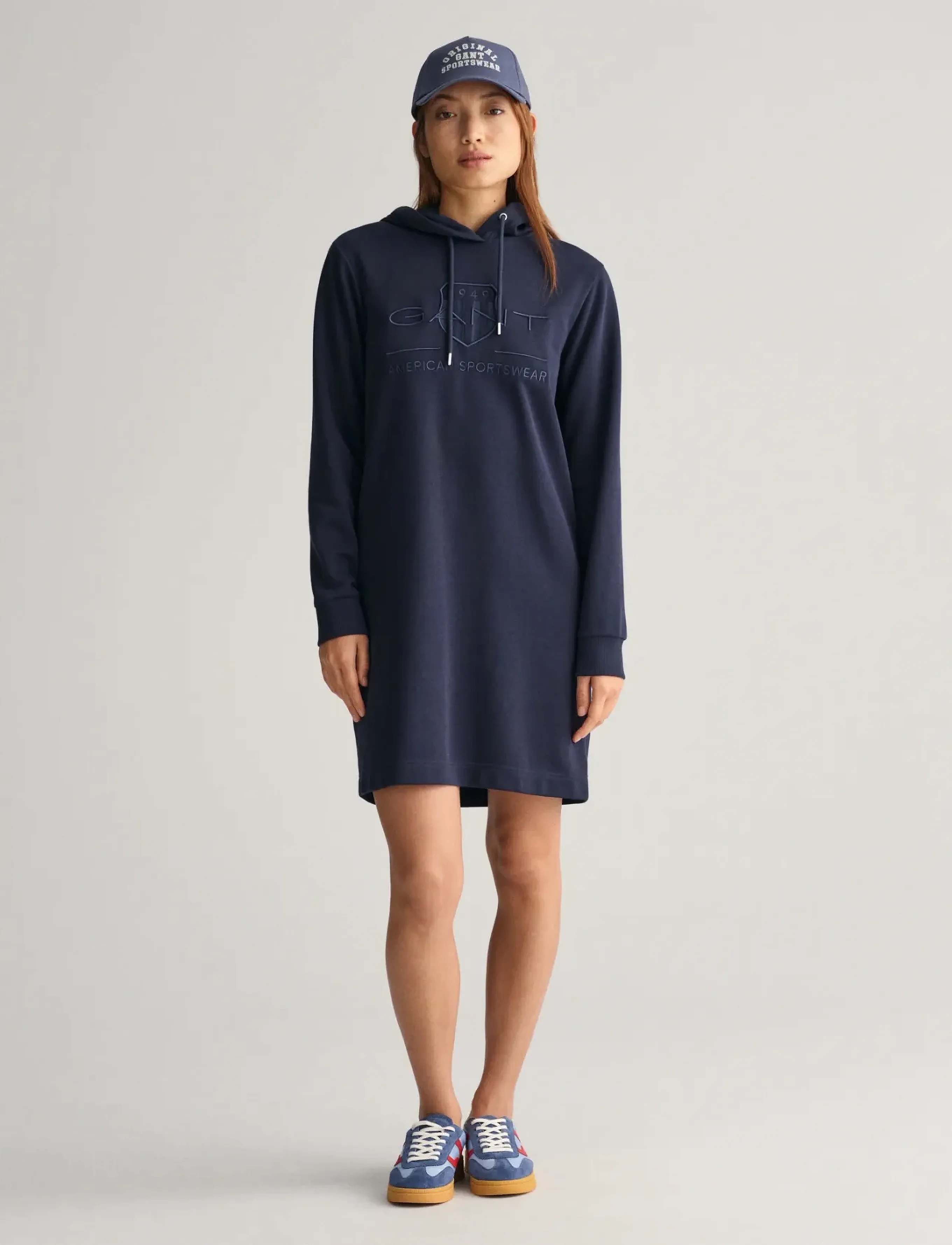 Gant Reg Tonal Shield Dress, XS, Dresses, Marineblau - Short Frauen