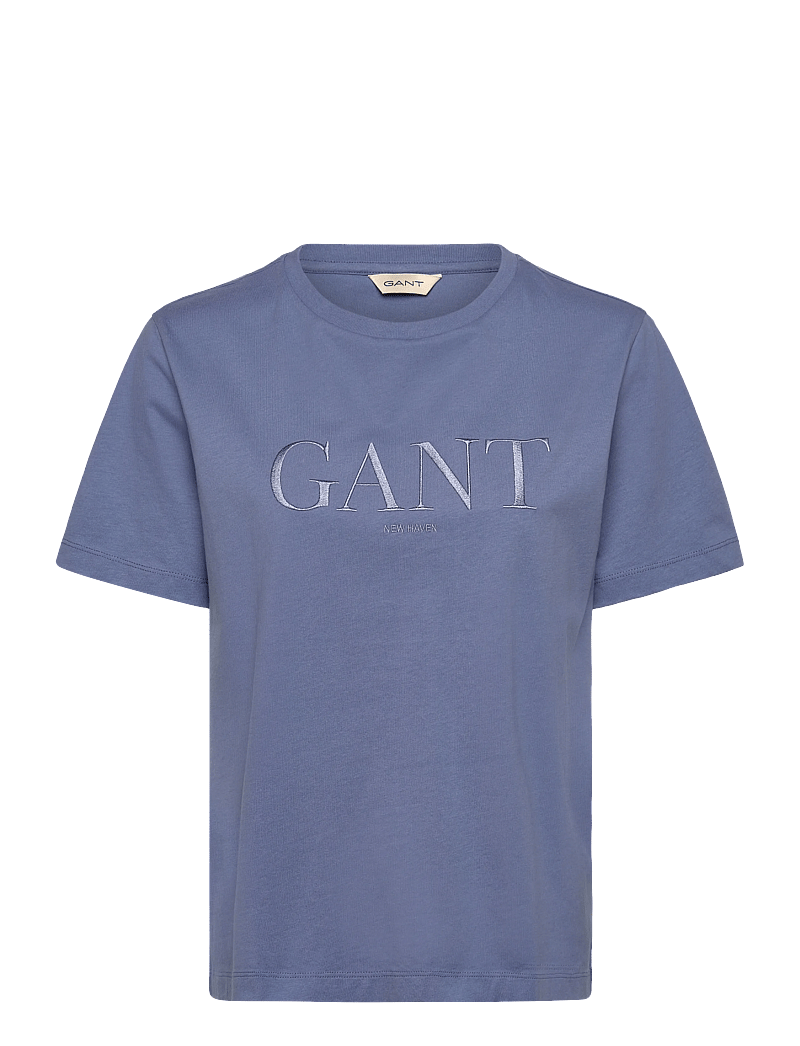 GANT - REG TONAL GRAPHIC SS T-SHIRT - t-särgid - faded denim - 0