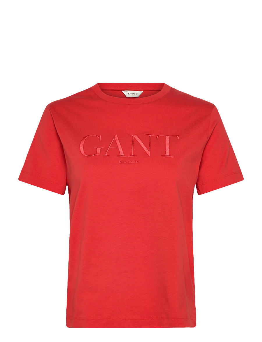 Gant - REG TONAL GRAPHIC SS T-SHIRT - t-shirts - perfect red - 1