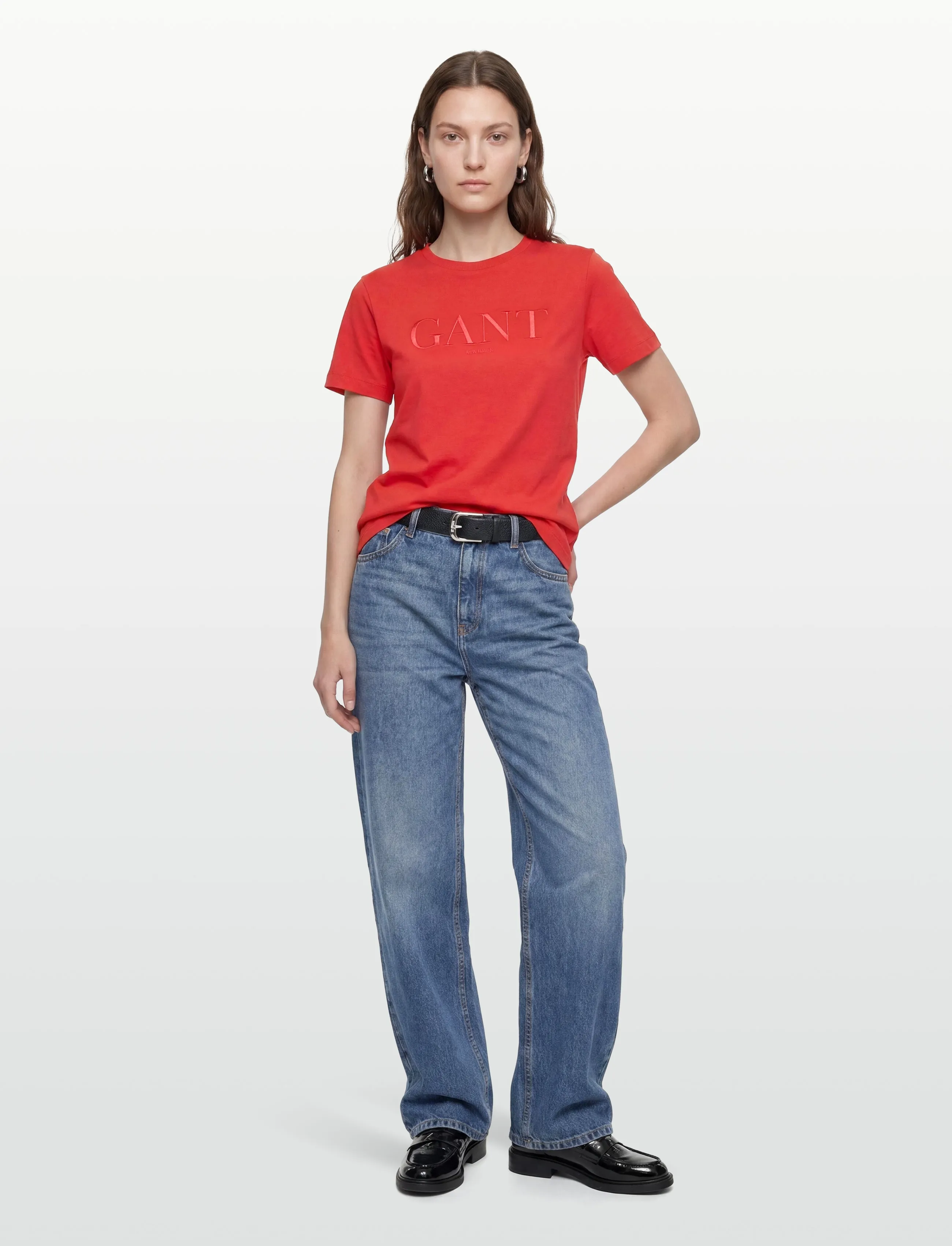 Gant REG TONAL GRAPHIC SS T-SHIRT - T-shirts - PERFECT RED / red