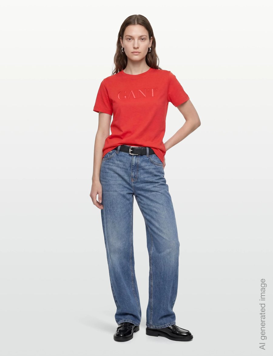 Gant - REG TONAL GRAPHIC SS T-SHIRT - t-shirts - perfect red - 0