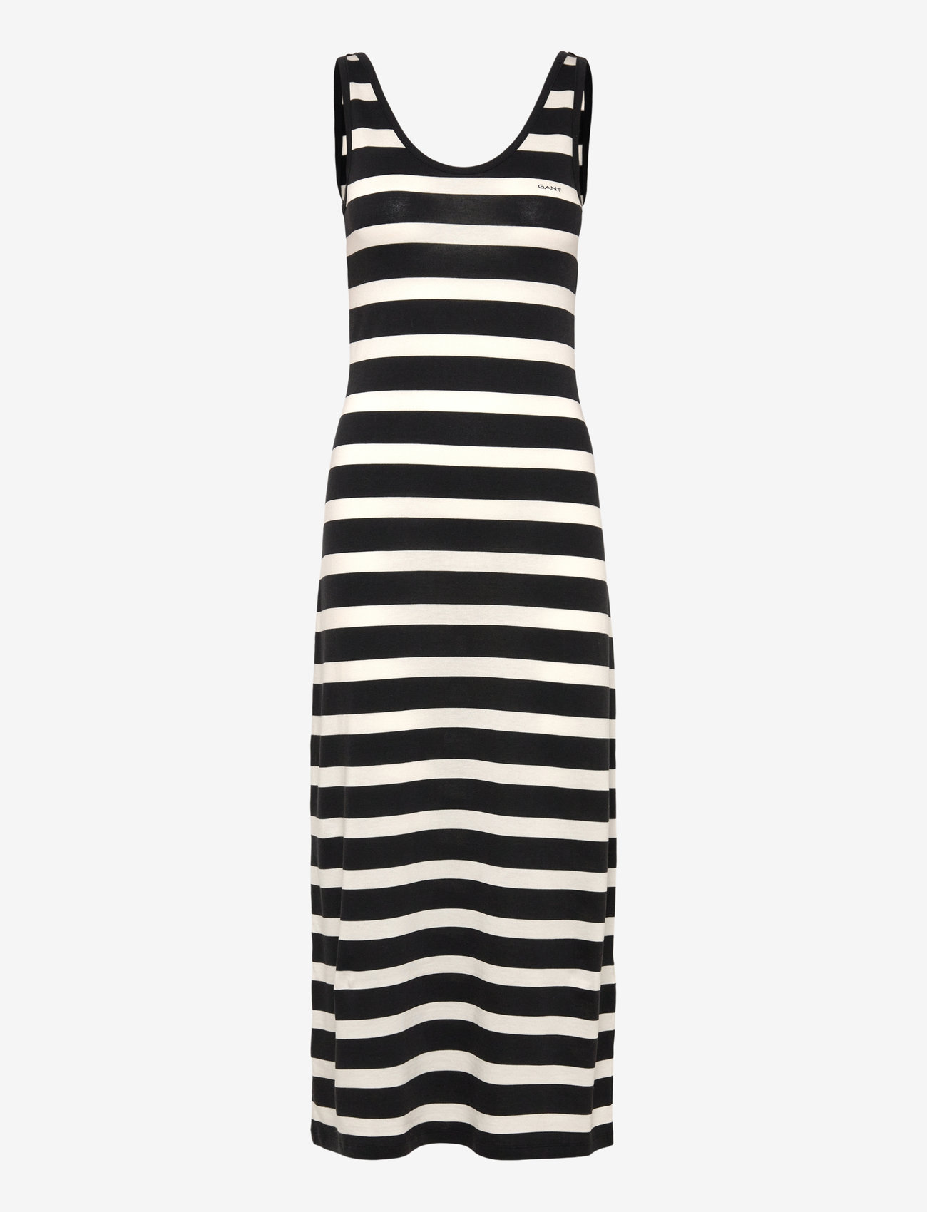 GANT - STRIPED FLUID MIDI JERSEY DRESS - summer dresses - black - 1