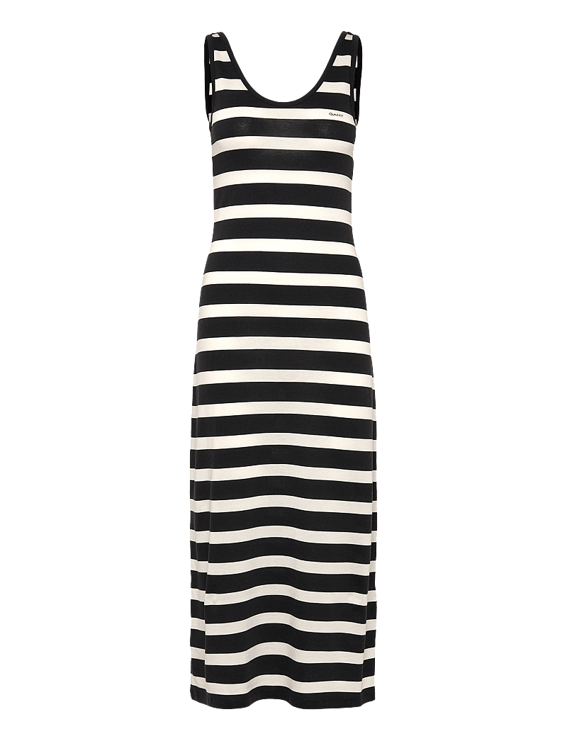 GANT - STRIPED FLUID MIDI JERSEY DRESS - sommerkjoler - black - 1