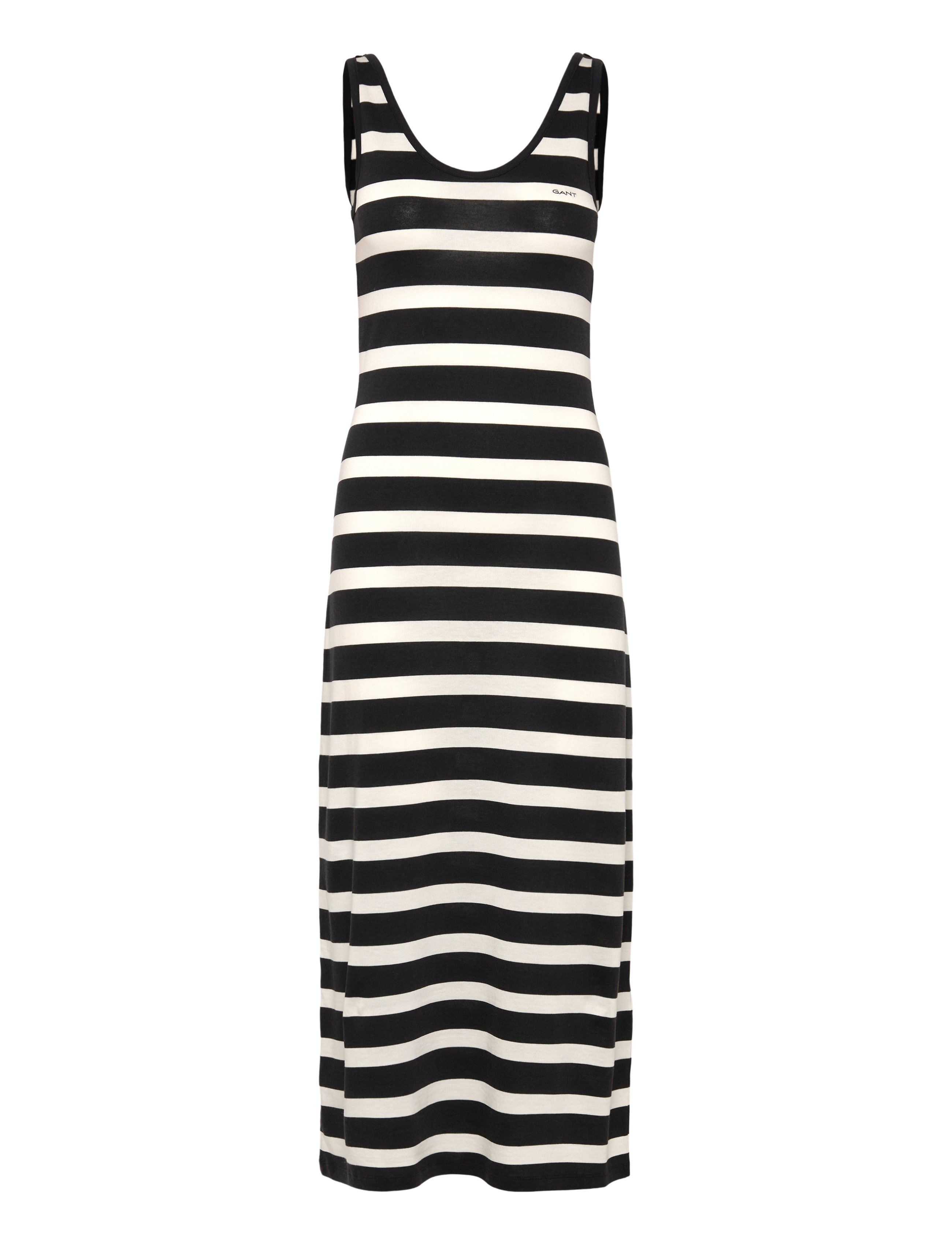 Gant STRIPED FLUID MIDI JERSEY DRESS - Kjoler - BLACK / black