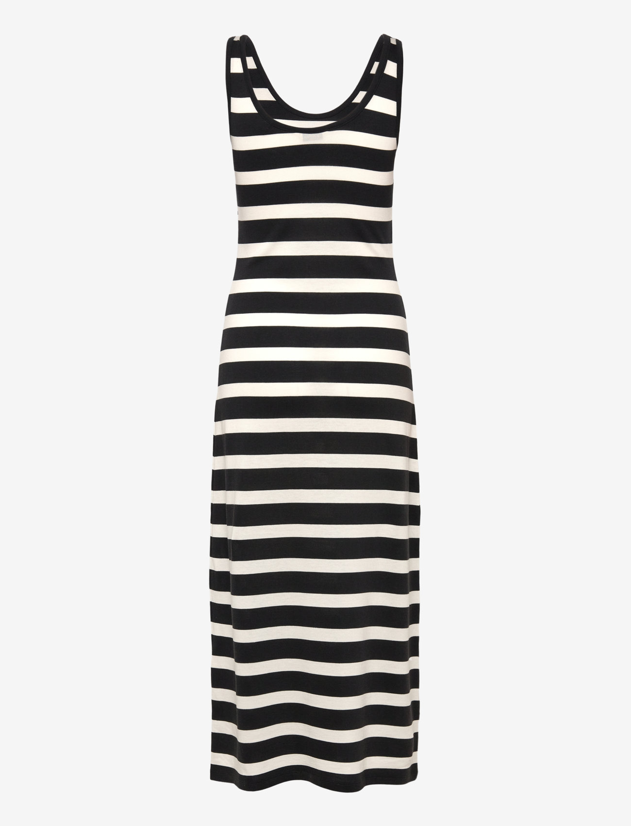 GANT - STRIPED FLUID MIDI JERSEY DRESS - summer dresses - black - 2