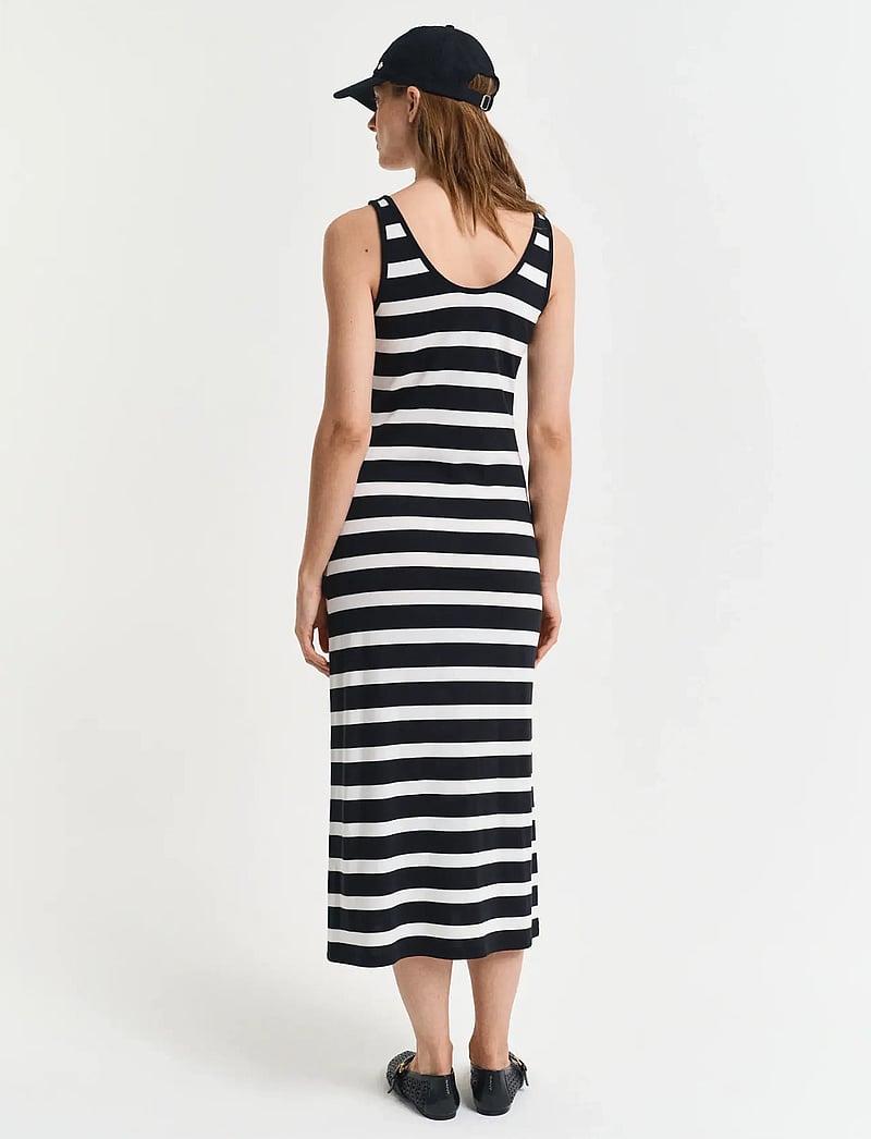 GANT - STRIPED FLUID MIDI JERSEY DRESS - sommerkjoler - black - 3